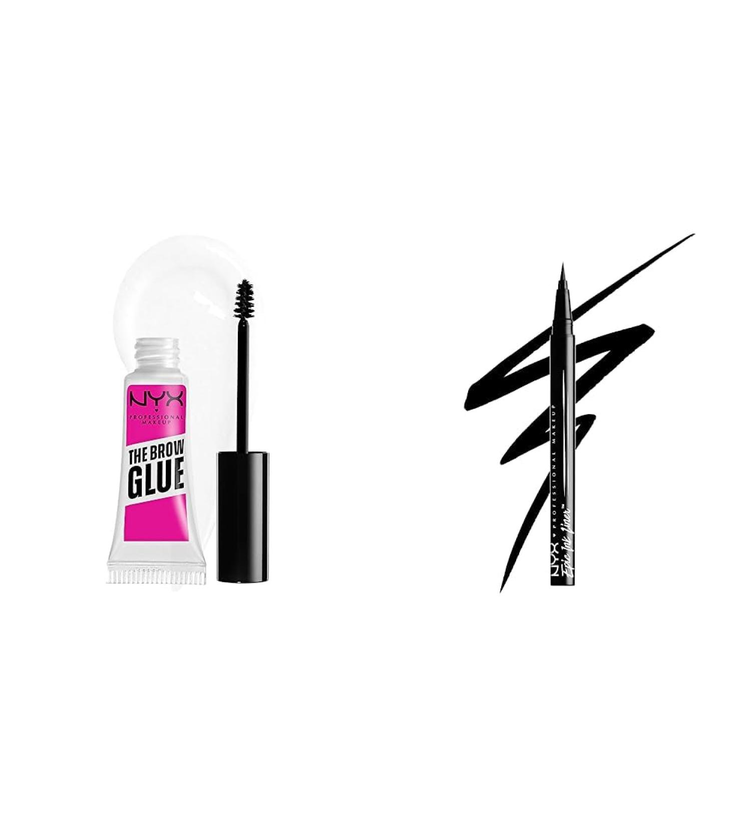 Nyx Professional Makeup Brow Glue & Epic Ink Liner Bundle - Laminate Brows Waterproof Vegan Shade 01 - Buy Online on GoSupps.com