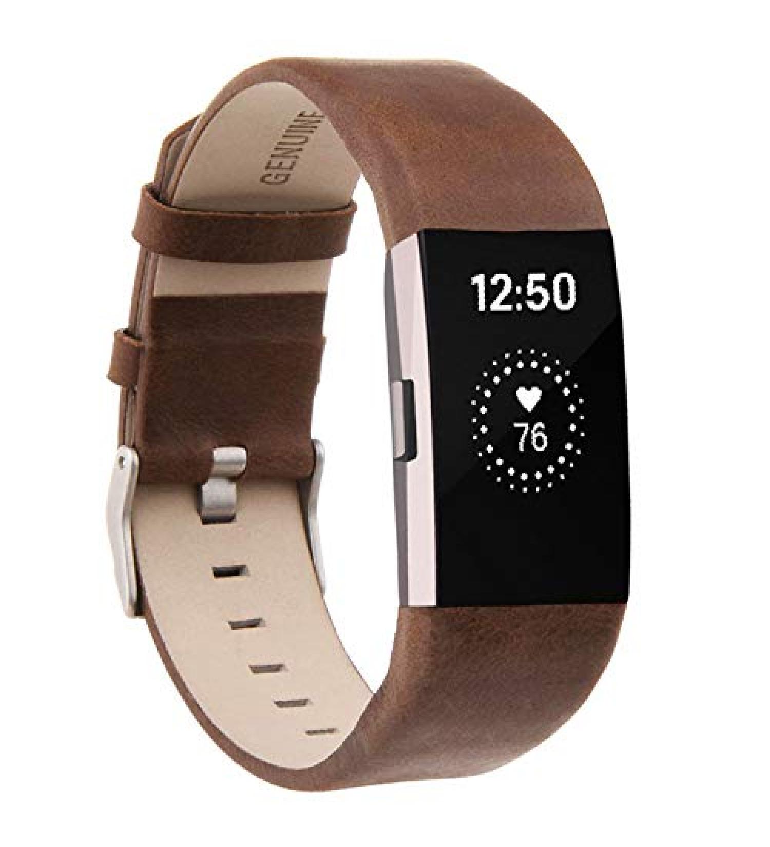 Compatible for Fitbit Charge 2 Bands  VOMA Genuine Leather Replacement Wristband Strap for Fitbit Charge 2 HR Women Men Chocolate Brown - Buy Online on GoSupps.com