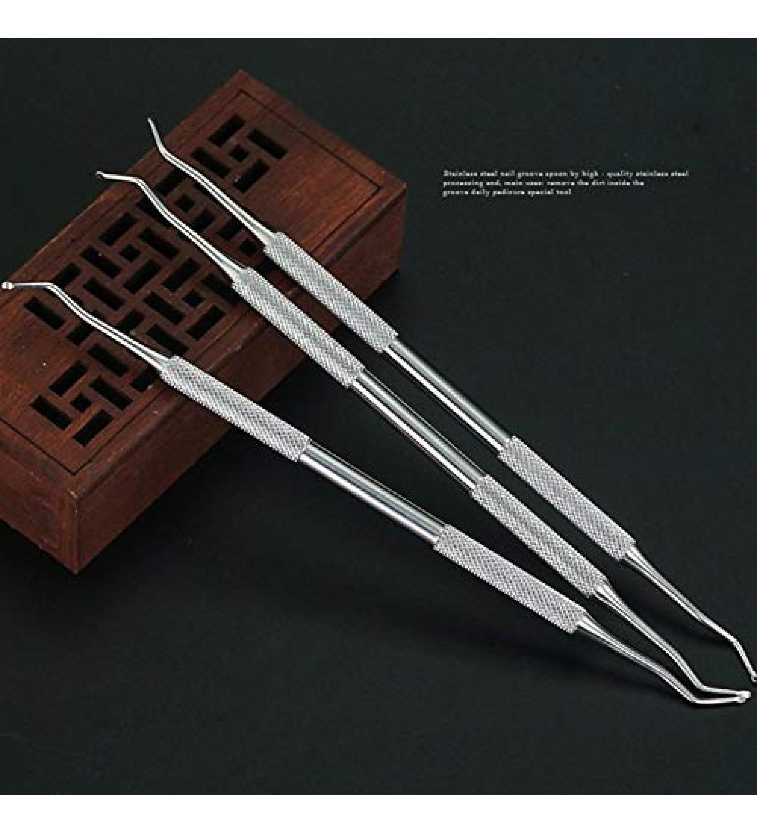 Double Head Nail Art Cuticle Remover Pusher Dual End 2 Way Steel Groove Corrector Manicure Pedicure Accessory Care Tool New Gift - Buy Online on GoSupps.com