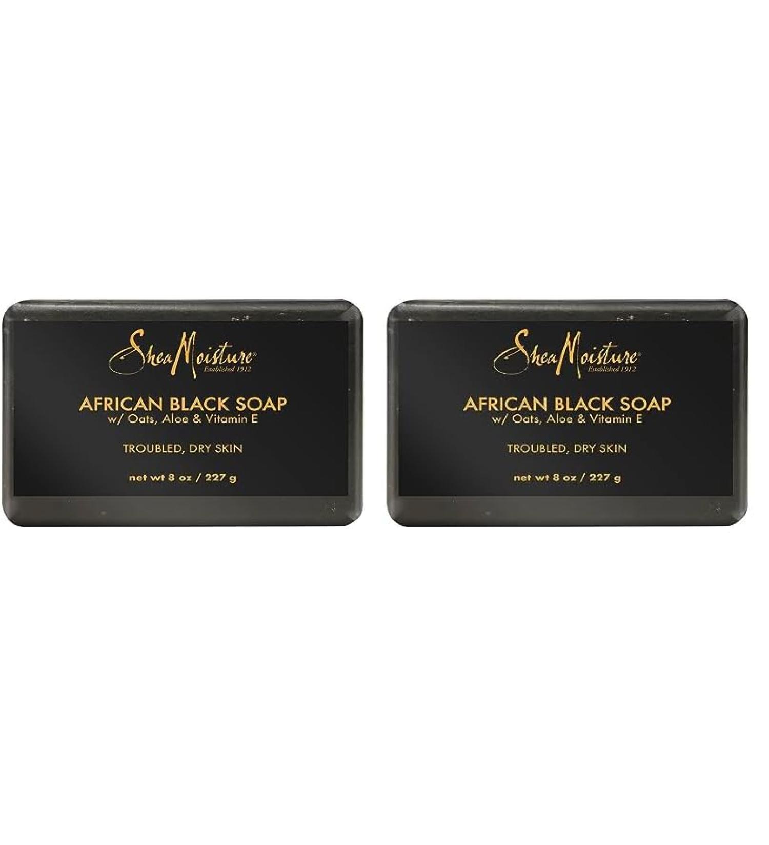 SheaMoisture African Black Soap Bar for Troubled Skin 8 oz (Pack of 2) | Natural Cleanser with Shea Butter International Shipping Available - Buy Online on GoSupps.com