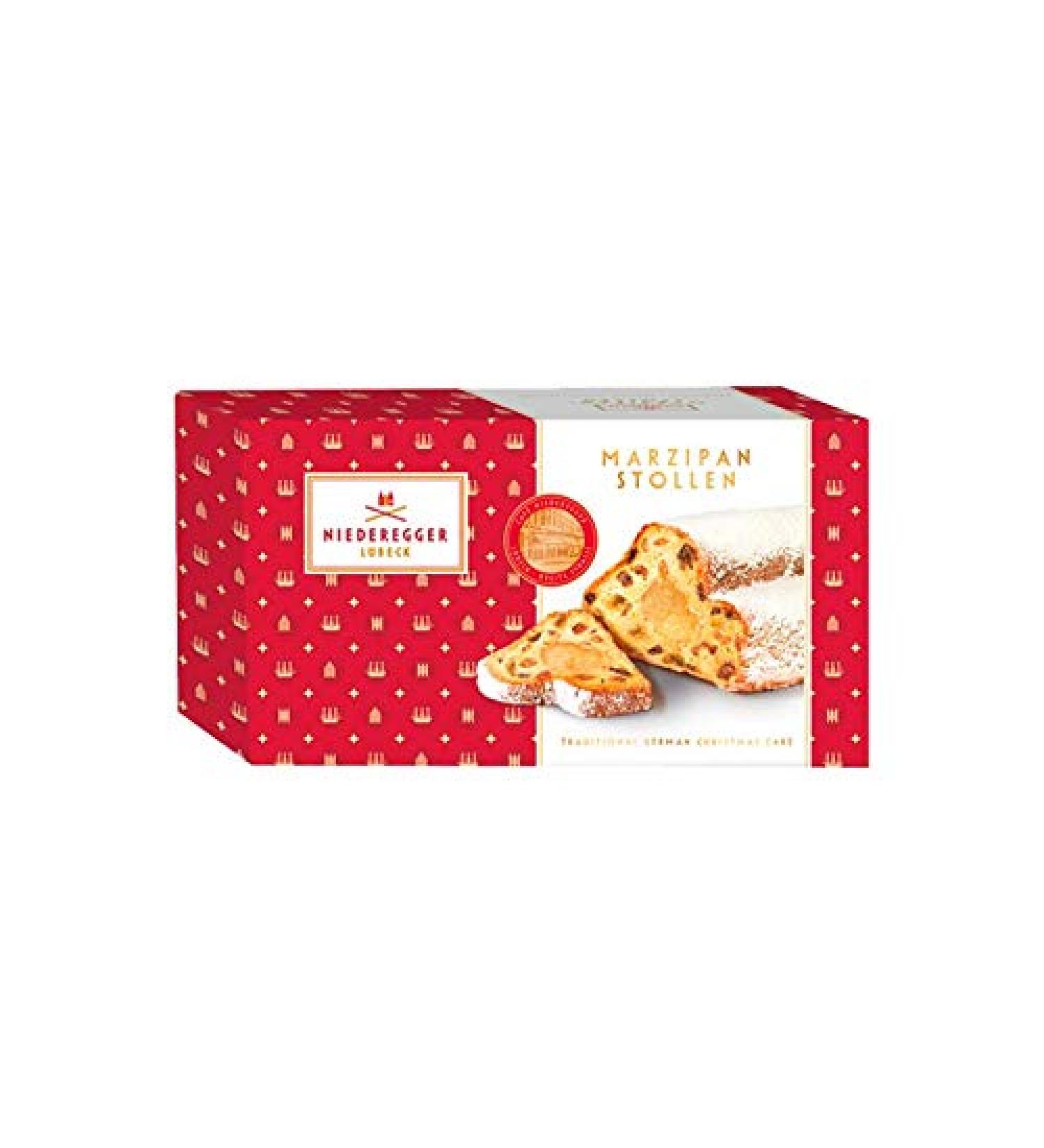 Marzipan Stollen | Traditional German Christmas Butter Cake Dessert with Marzipan & Almonds | Enjoy The TRADITIONALLY Baked Marzipan Stollen | 500 G | NIEDEREGGER | Germany - Buy Online on GoSupps.com