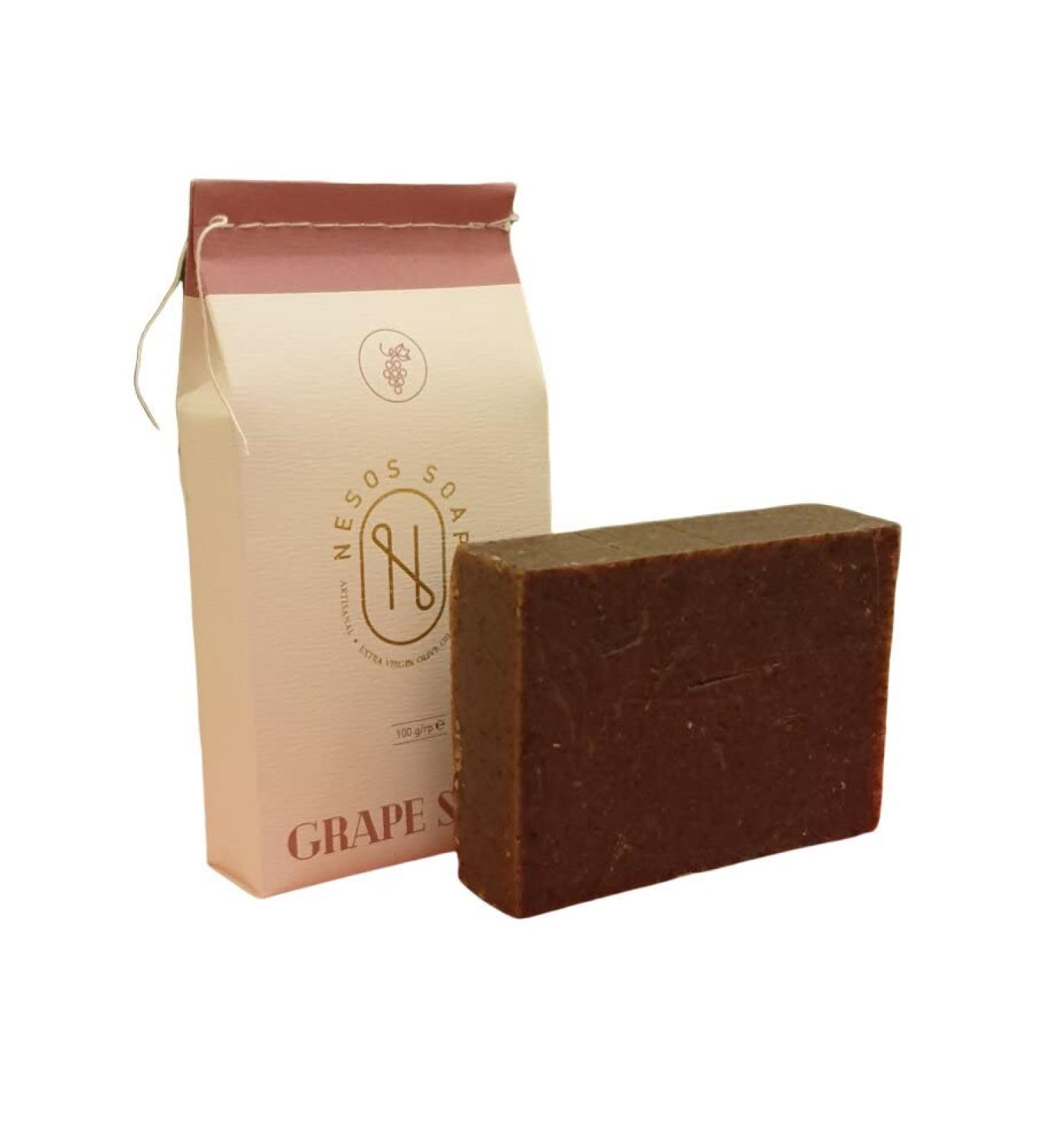 Nesos Extra Virgin Olive Oil Soap with Grape Seeds - Natural Skin Care Hydrating & Nourishing Handmade Luxury Soap for All Skin Types - Buy Online on GoSupps.com