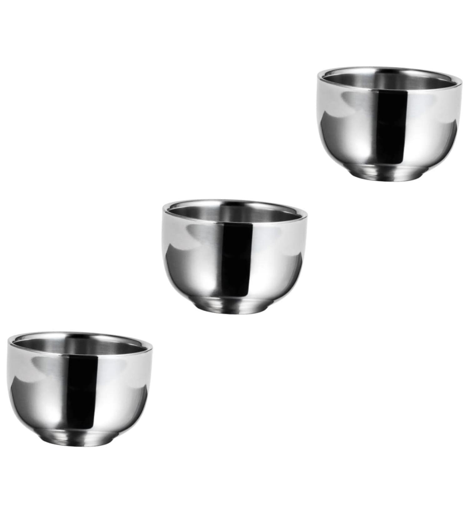 Minkissy 3-Pack Stainless Steel Impact Bowl Shaving Cup - Razor Shell for Shaving Brush Foam - Durable Rostfree Steel Container 7.3x5cm - Buy Online on GoSupps.com