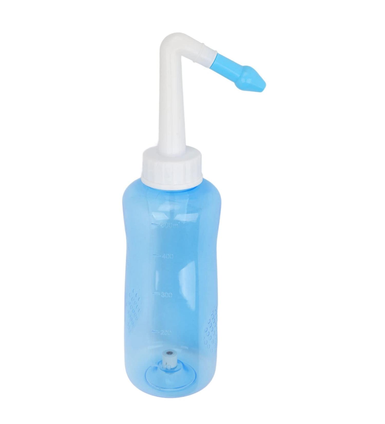 Nasal Irrigation Set with 2 Nozzles - 500ml Bottle, Neti Pot Kit for Nose Washing - Adult & Kid Nasal Care - Buy Online on GoSupps.com