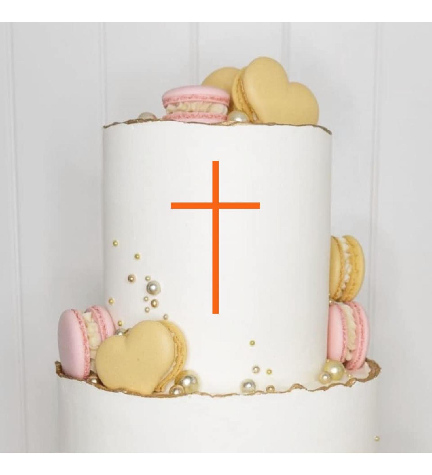 Cake topper (cross) charm acrylic/wood baptism communion confirmation confirmation cake plug cake cake plug decoration caketopper (3 pieces orange) orange 3 pieces