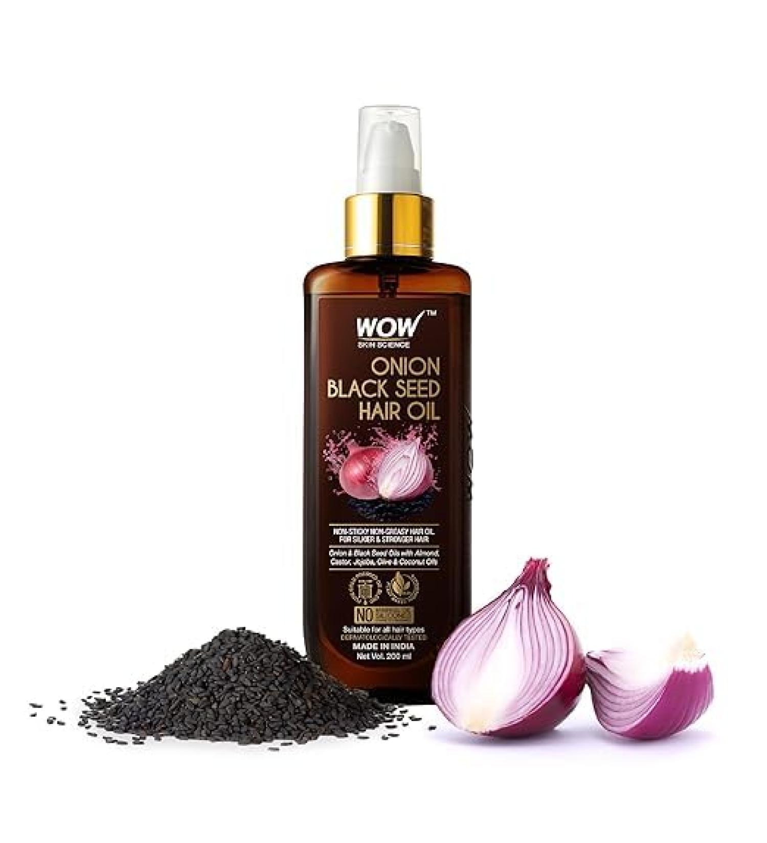 WOW Onion Hair Oil for Hair Growth and Hair Fall Control - With Black Seed Oil Extracts - 200 ml - Buy Online on GoSupps.com