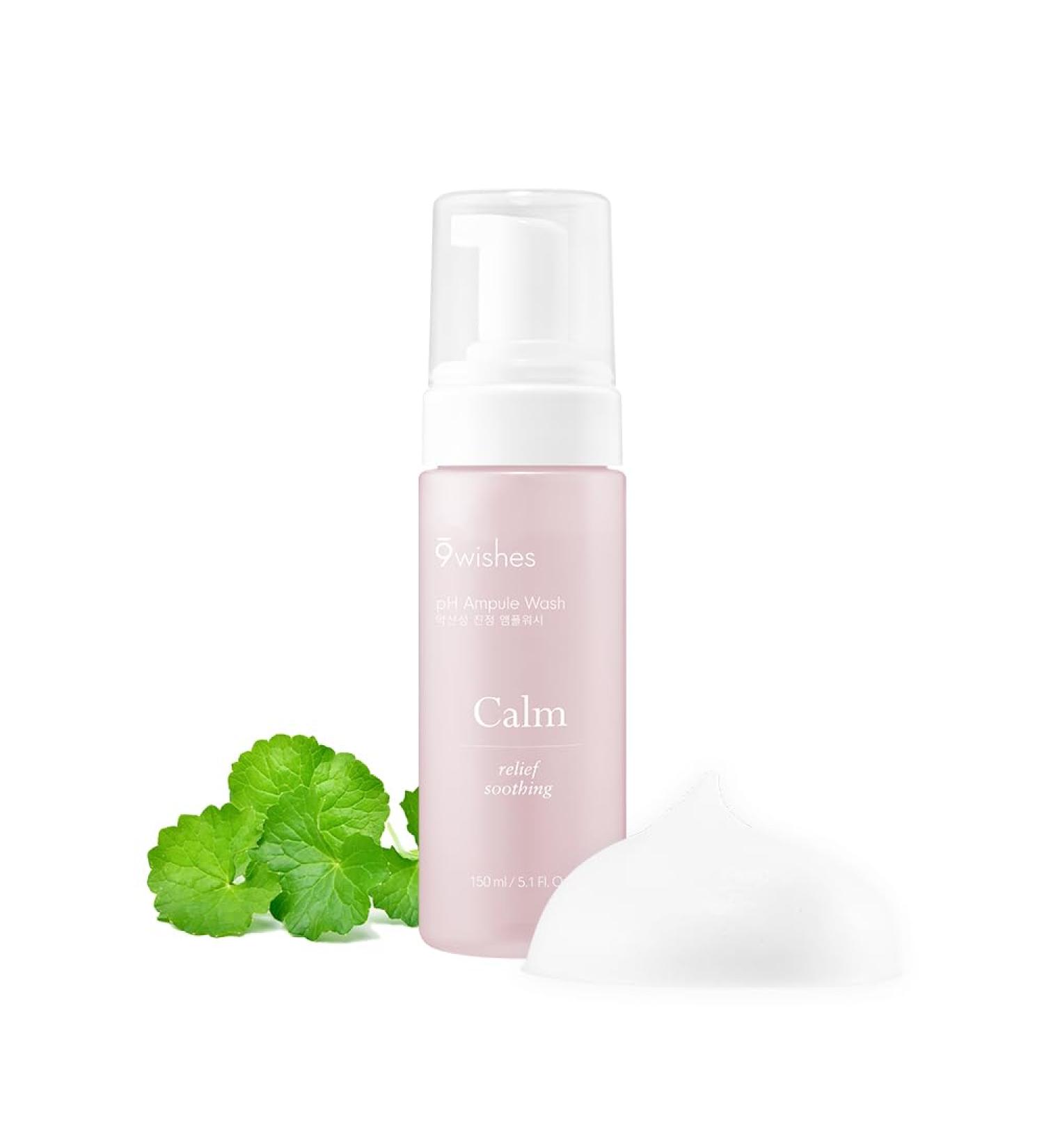 9 Wishes Calm pH Ampule Wash 5.1 fl.oz | Hypoallergenic Bubble Cleanser with 53% Centella Asiatica | pH Balance & Dry Sensitive Skin Soothing | Best Korean Skincare - Buy Online on GoSupps.com