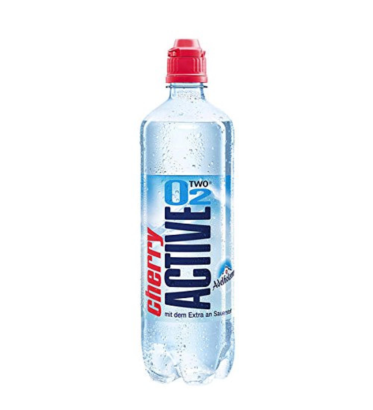 8 bottles of Active O2 O Two Cherry 0.75l each including 2.00 ONE WAY deposit