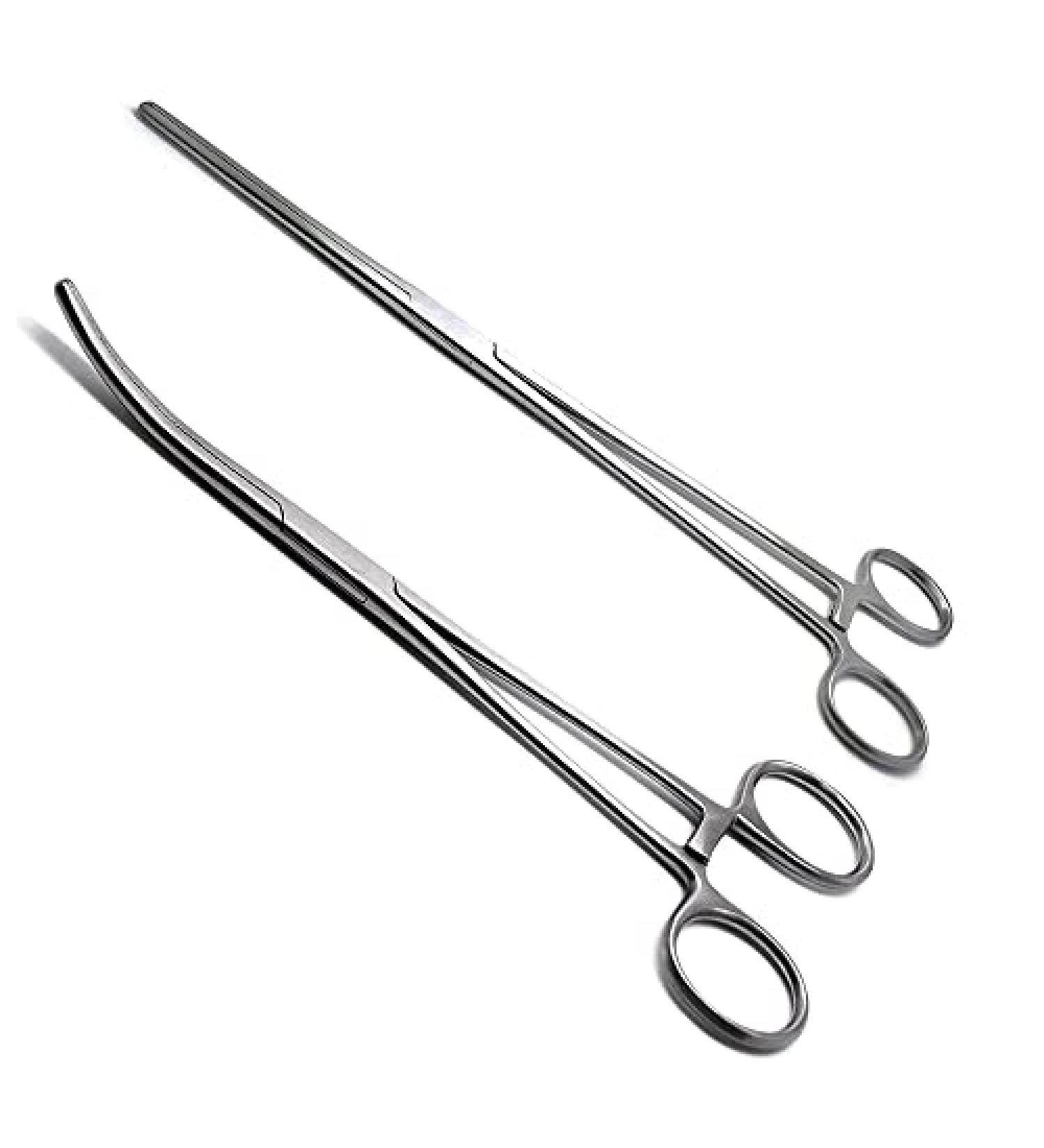 SURGICAL ONLINE Set of 2 Premium Quality 12 Rochester Pean Hemostat Forceps Straight & Curved Clamps Three Locking Positions - SurgicalOnline