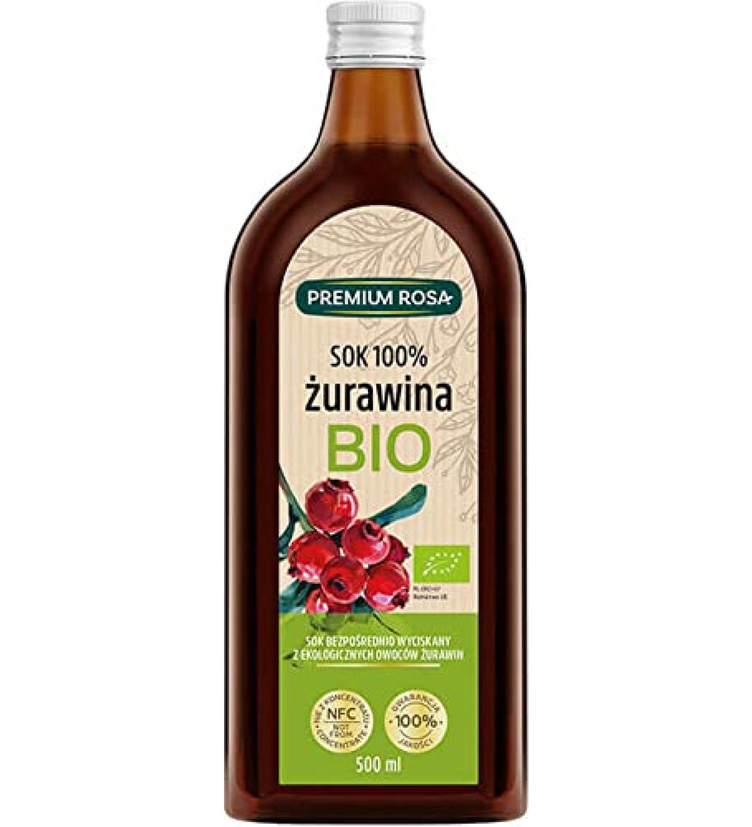 Cranberry juice 100 without sugar BIO 500 ml Premium Rosa