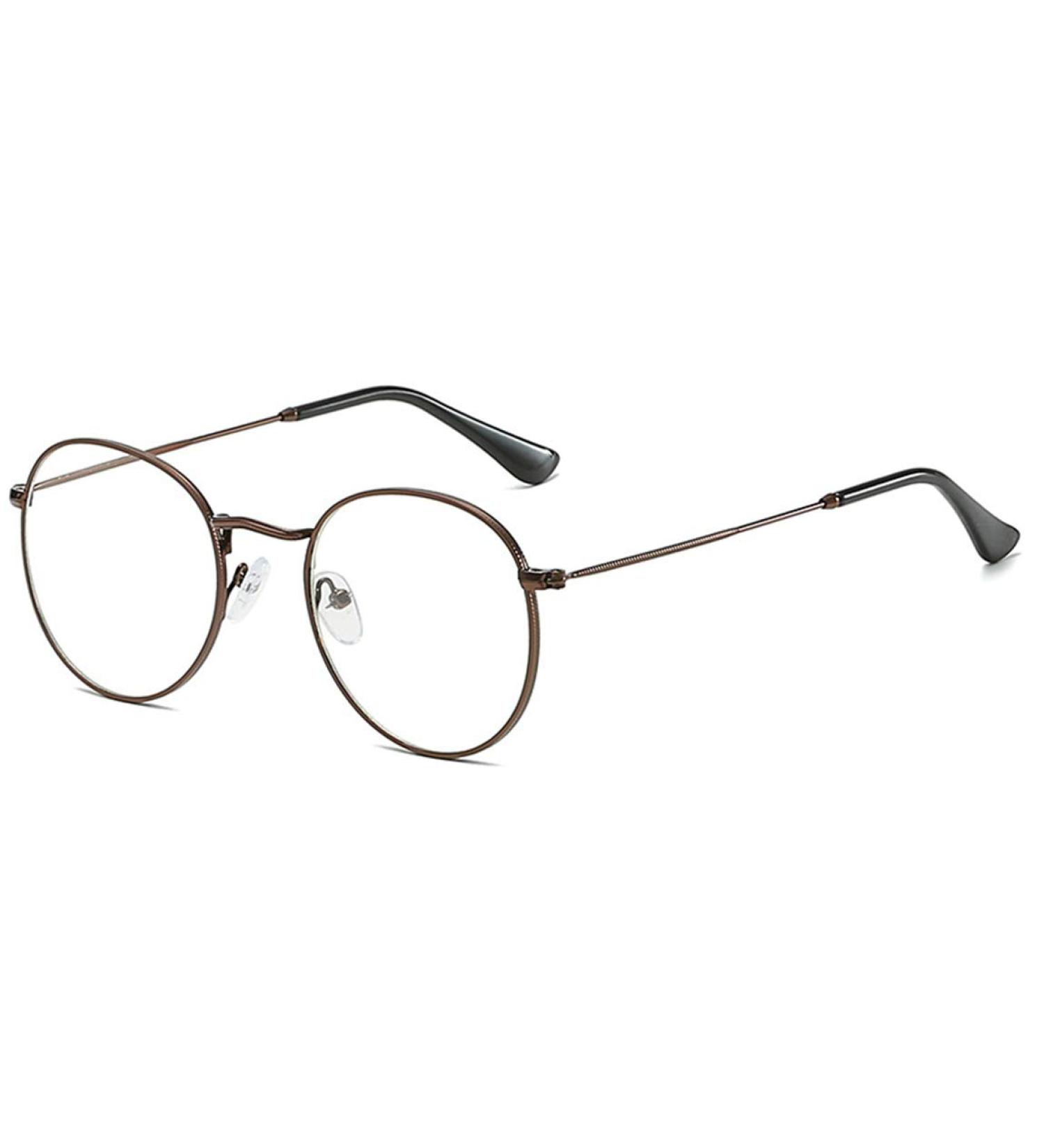 MIGOO Classic Round Blue Light Filter Glasses - Retro Metal Frame Unisex Nerd Eyewear (Brown) - No Prescription Needed International Shipping - Buy Online on GoSupps.com