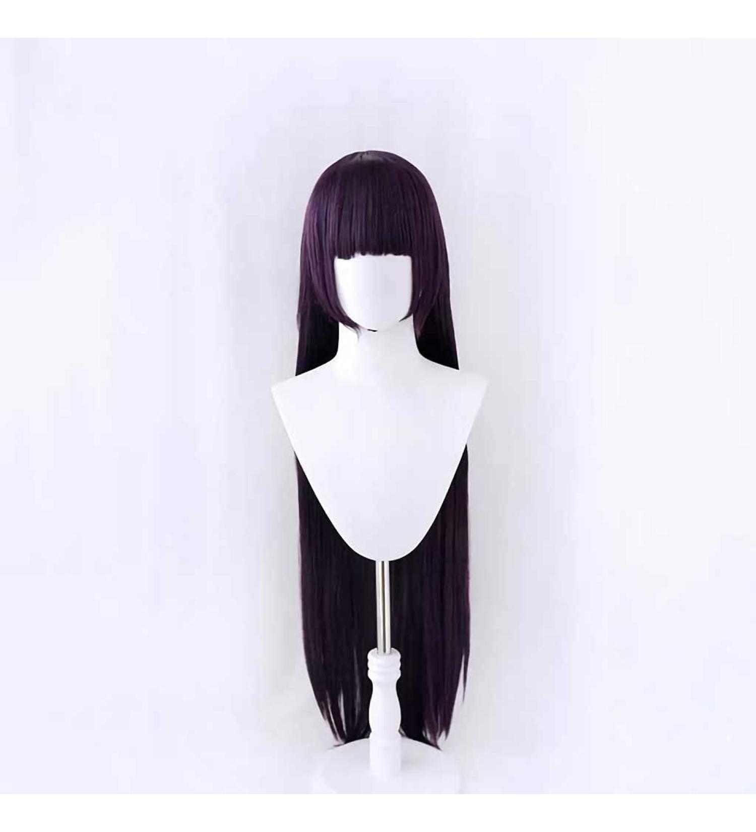 Maoma Cosplay WIG Cosplay Wig for Sailor Moon Rei Hino Sailor Mars Synthetic Wig Wig with a free wig cap Halloween costume Party everyday cosplay (Dark Purple Long Straight)