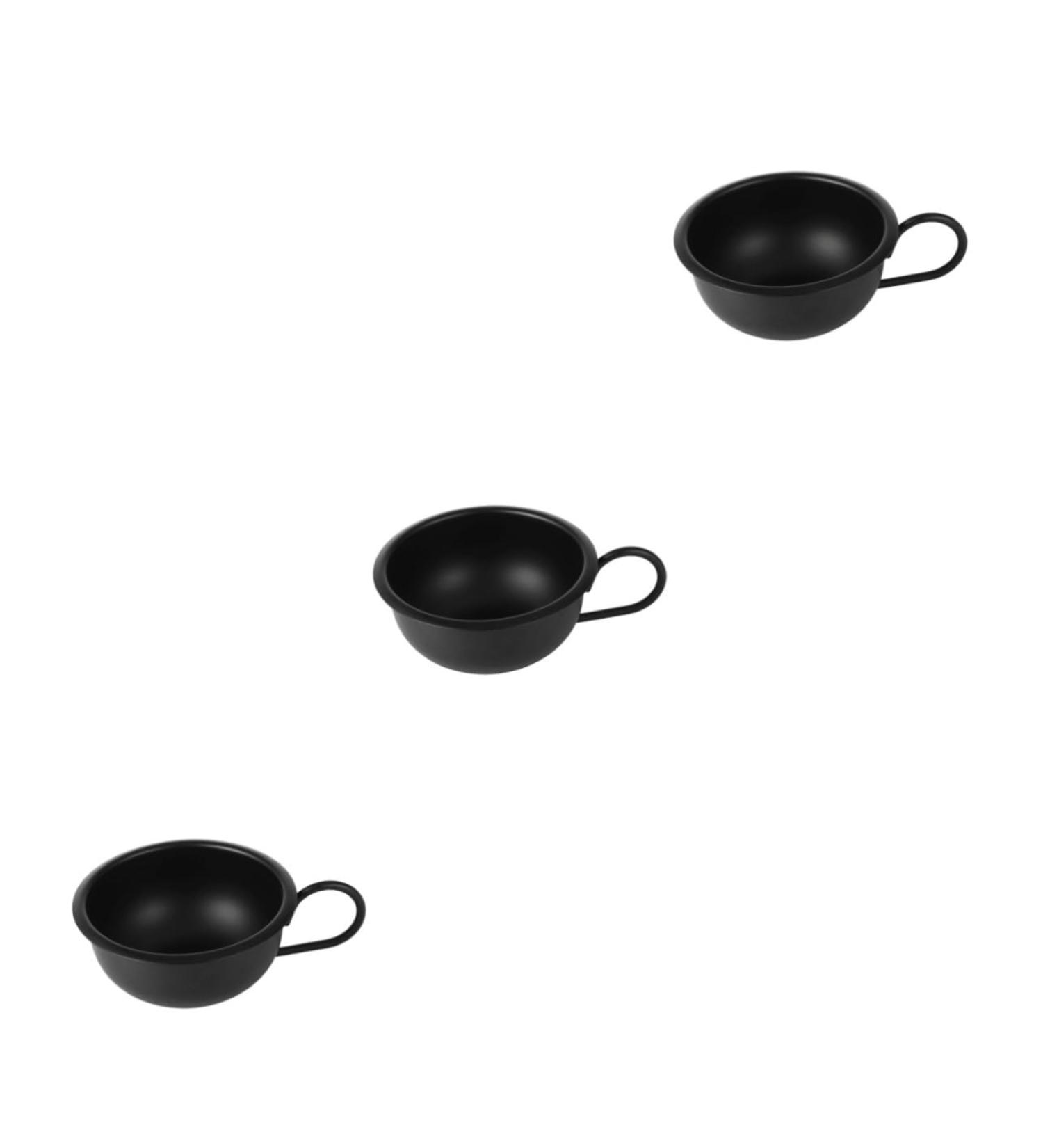 Minkissy 3-Pack Metal Shaving Bowl Set for Beard Hair Removal | Shaving Foam Shells & Handle | 9.2x9.2cm Black - Buy Online on GoSupps.com