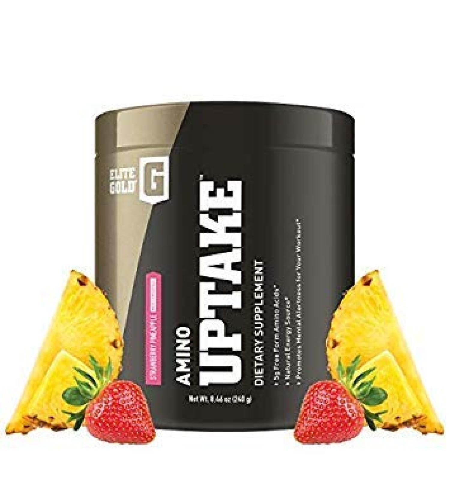Elite Gold Amino Uptake Strawberry Pineapple - Energy Boosting Amino Acid Supplement for Muscle Recovery | 8.46 oz (30 Servings - Buy Online on GoSupps.com