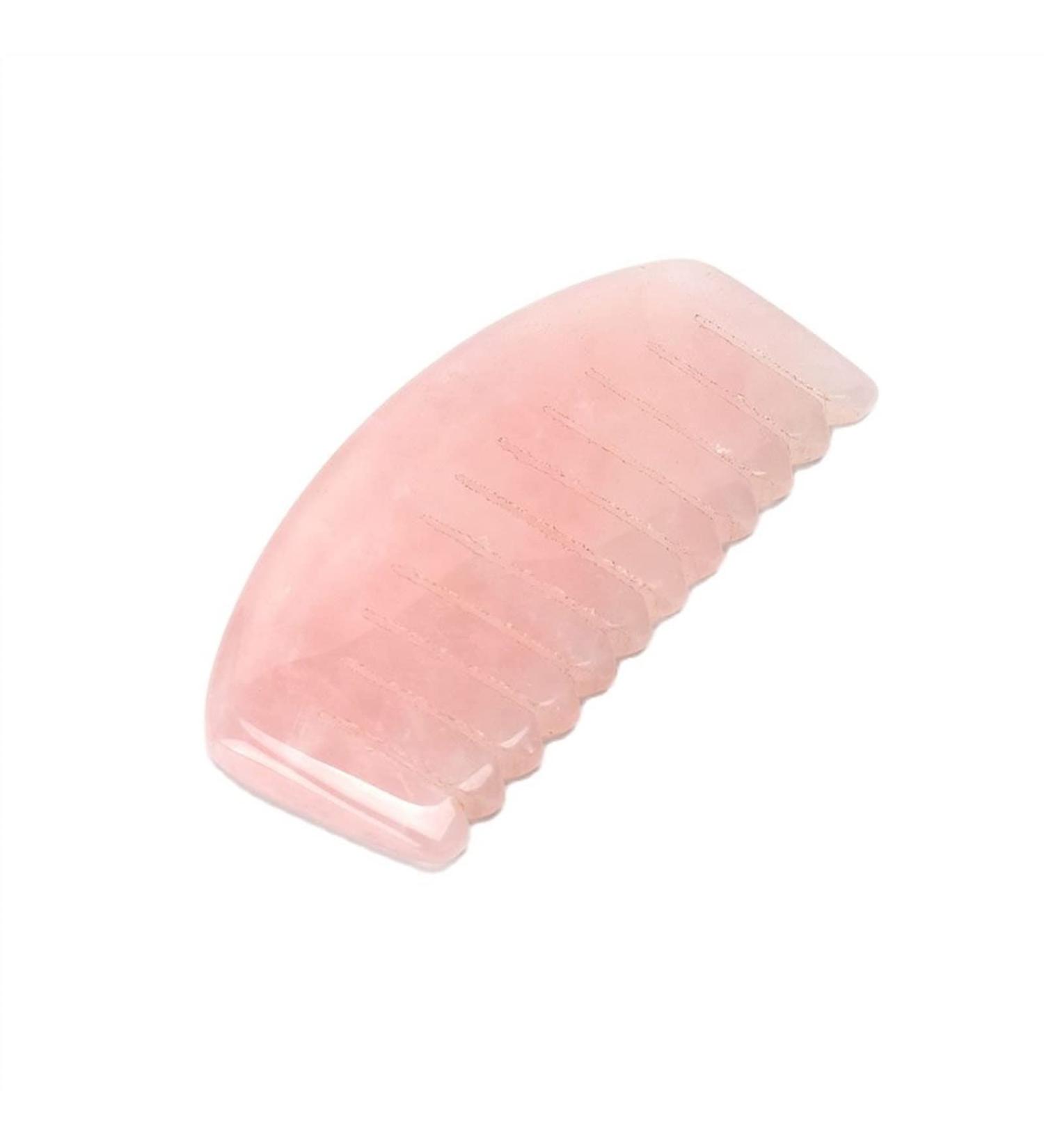 Jade Hair Massager Comb Rose Quartz GuaSha Tool Stone Acupuncture Board Release Head Pressure 1Pcs Rose Red - Buy Online on GoSupps.com