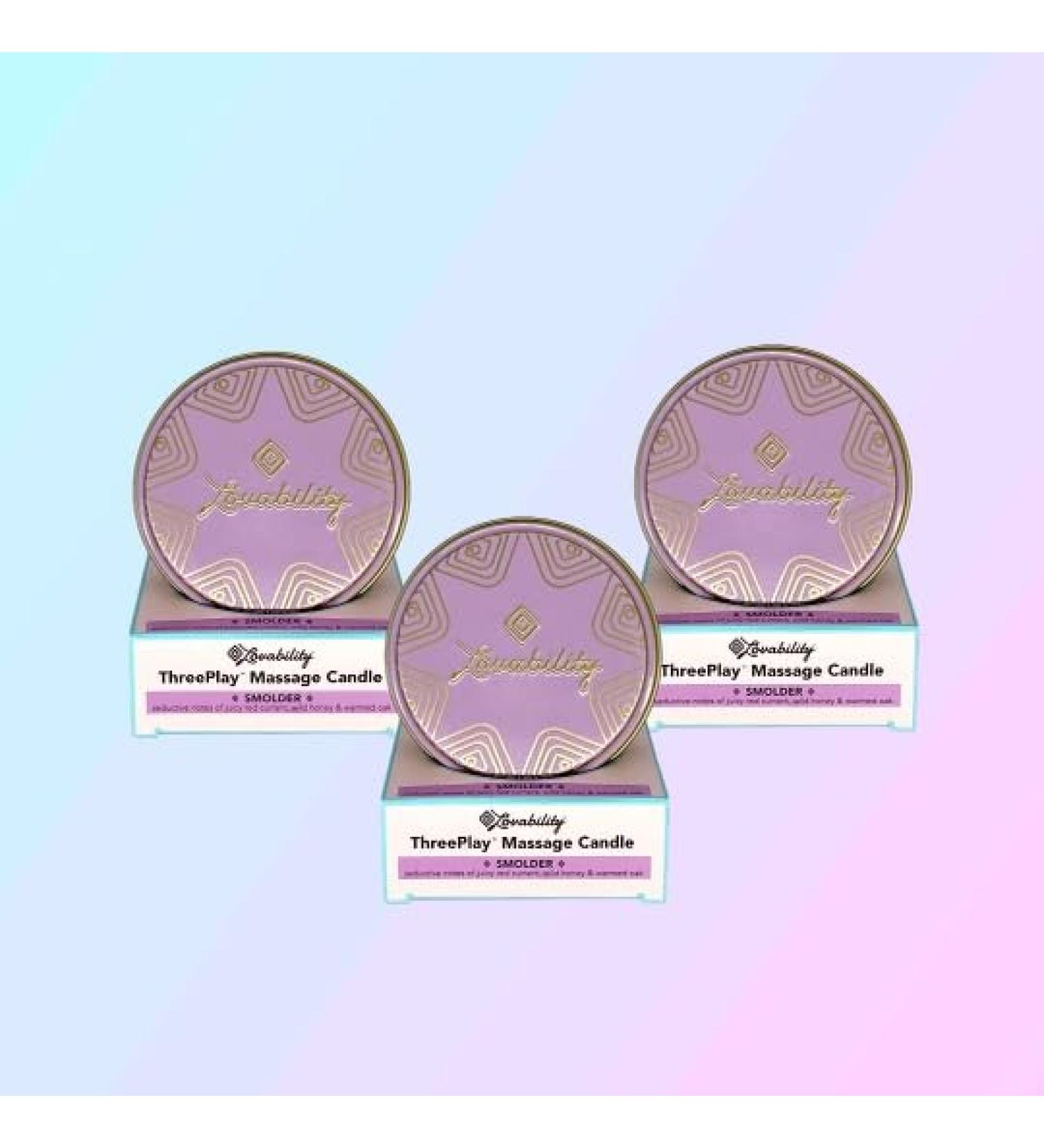 ThreePlay Massage Candle 3 Pack - 3-in-1 Mood Candle Massage Oil & Skin Moisturizer | Juicy Red Currant Wild Honey & Warmed Oak | Natural Vegan OB/GYN-Approved - Buy Online on GoSupps.com
