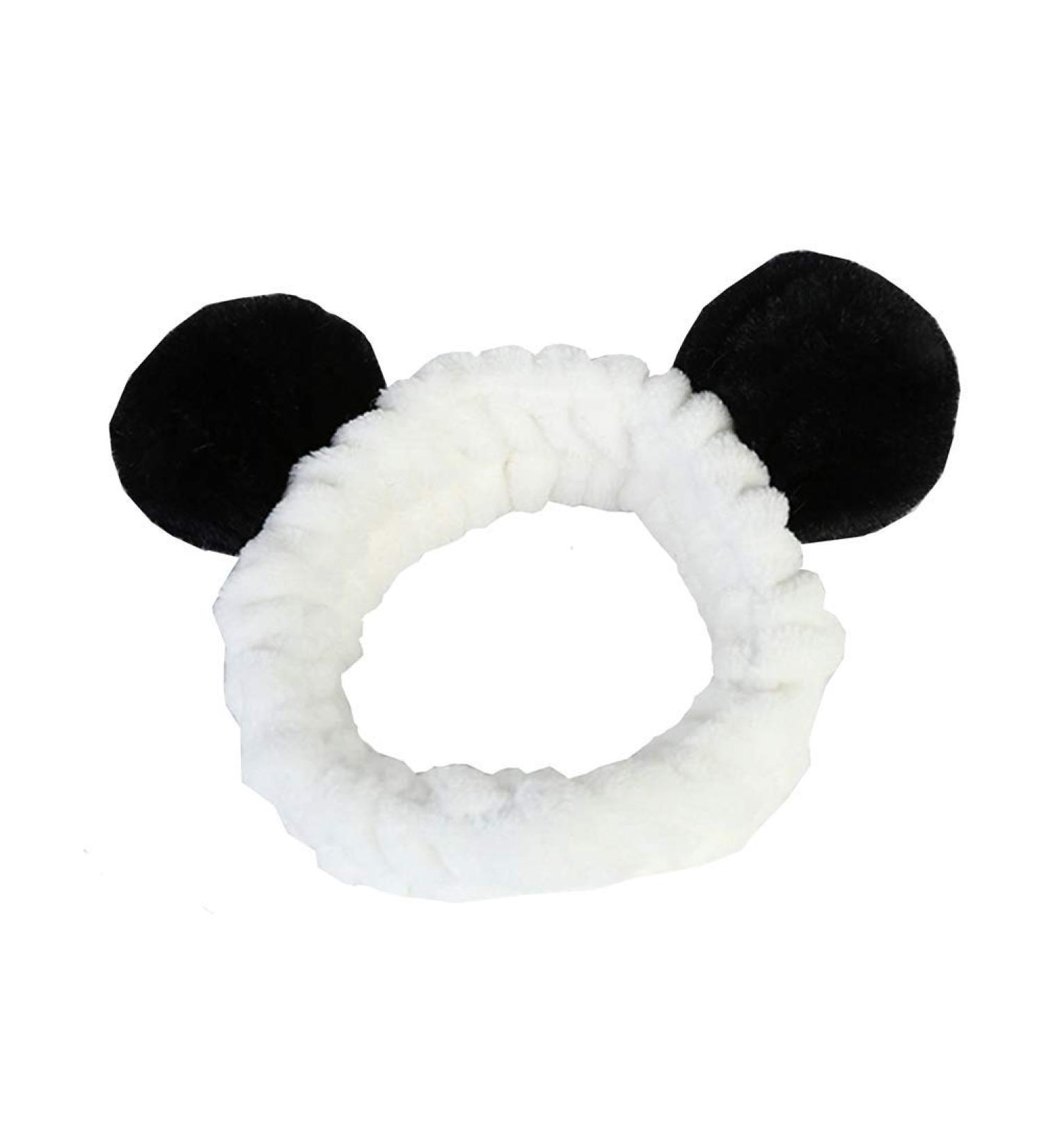 Teensery 2 Pcs Women's Panda Headband Lovely Soft Elastic Makeup Hair Band Beauty Tool for Shower  Face Washing  Facial Mask  Spa  Party and More