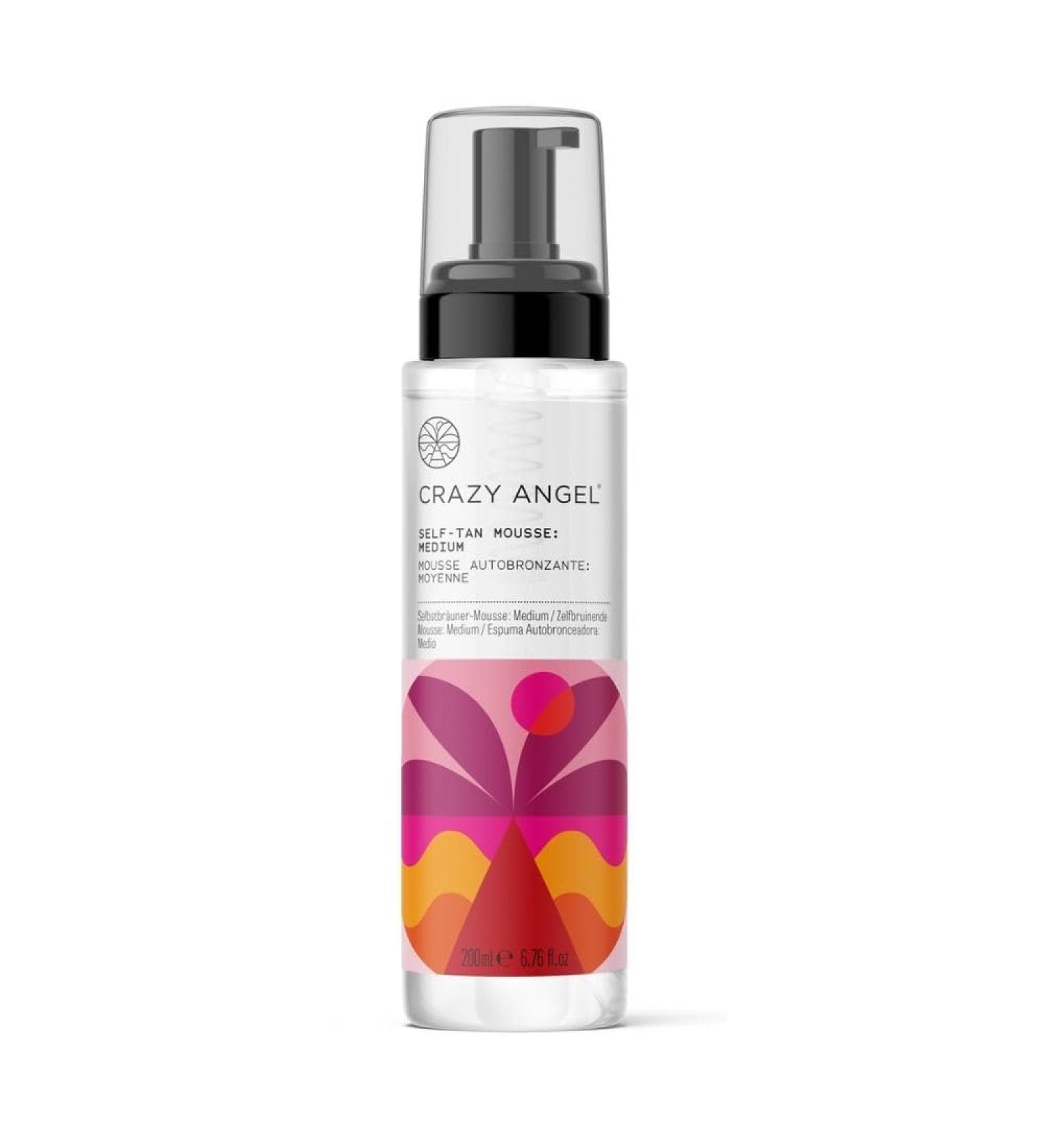 Crazy Angel Vegan Clear Self-Tan Mousse (Medium tan). No colour transfer. Made in UK. 200ml. - Buy Online on GoSupps.com