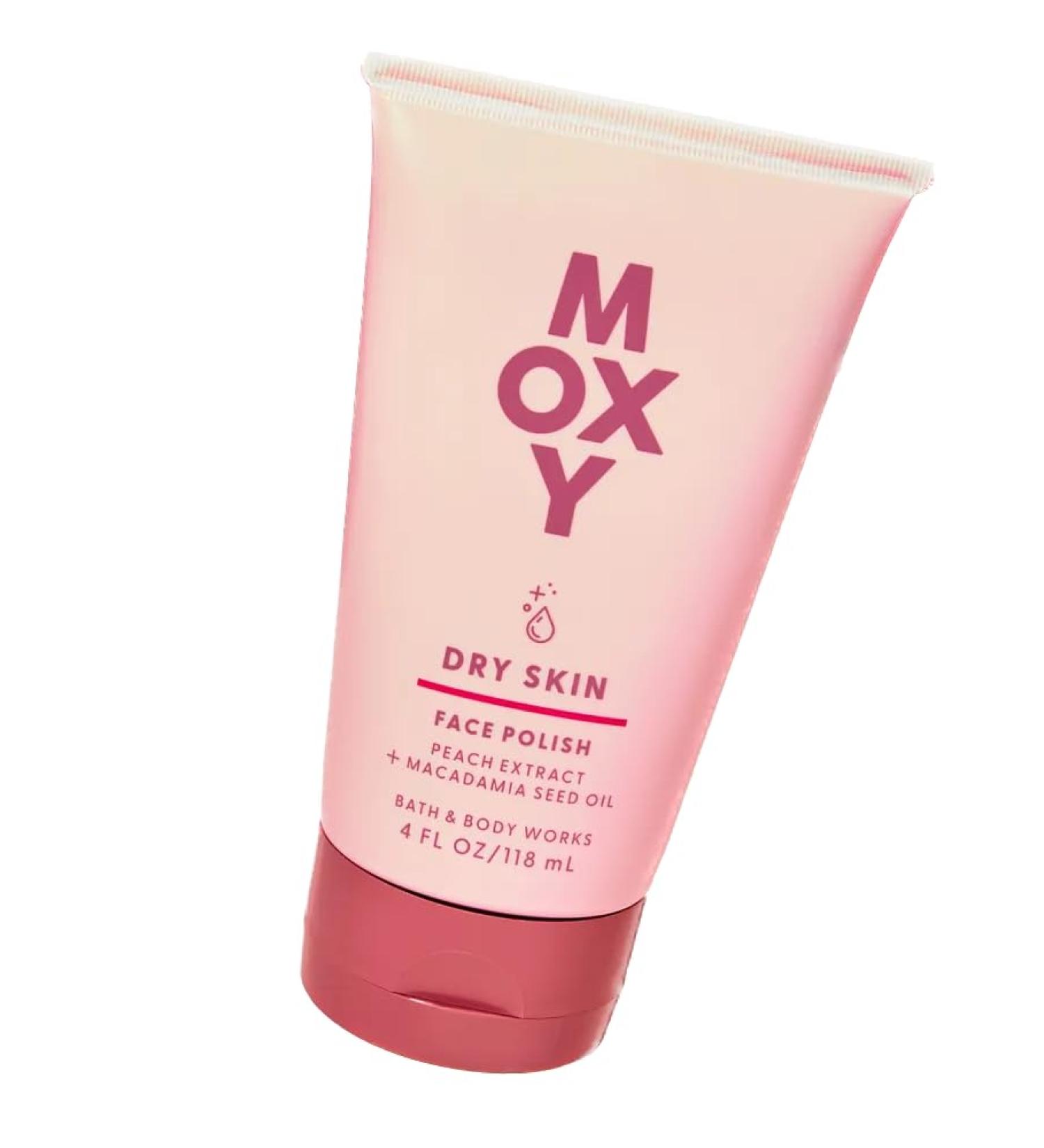 Bath + Body Works Moxy Face Polish for Dry Skin - with Peach Extract and Macadamia Seed Oil 4 ounces. Dry Skin: Face Polish