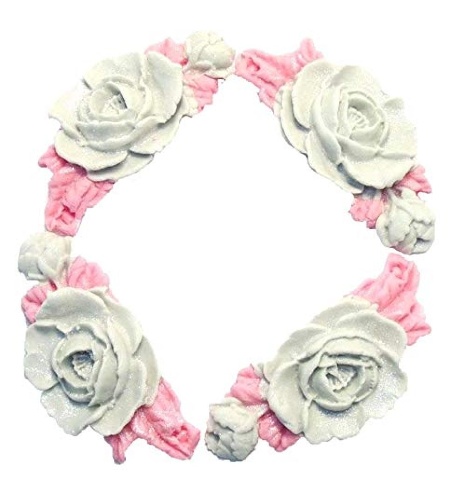 Edible Wedding Cake Decorations 4 Glittered Rose Garlands (Silver Pink)