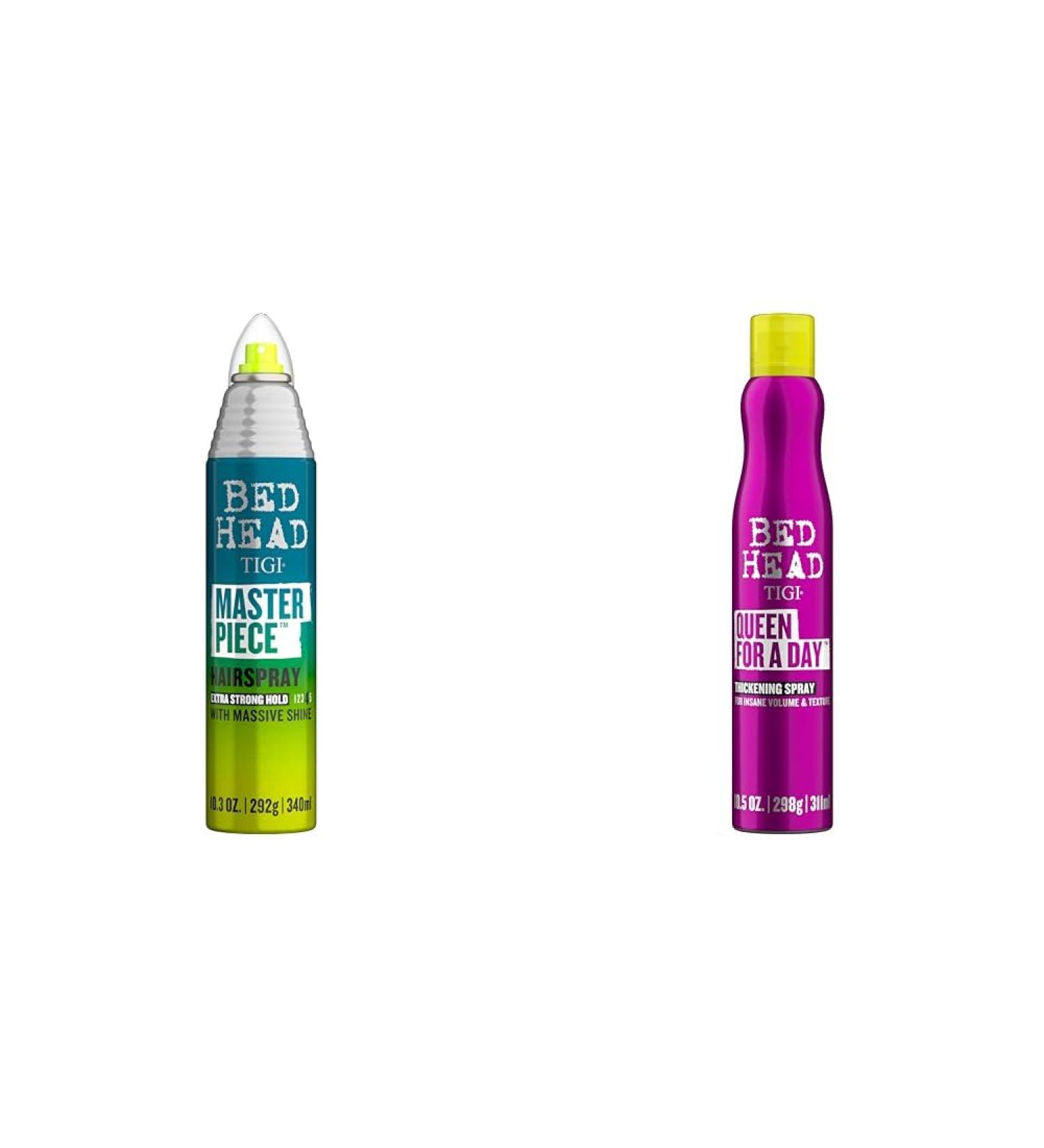 TIGI Bed Head Master Piece Hairspray with Extra Strong Hold Unisex Hair Spray 10.3 oz & Bed Head Queen For A Day Thickening Spray for Fine Hair 10.5 oz - Buy Online on GoSupps.com