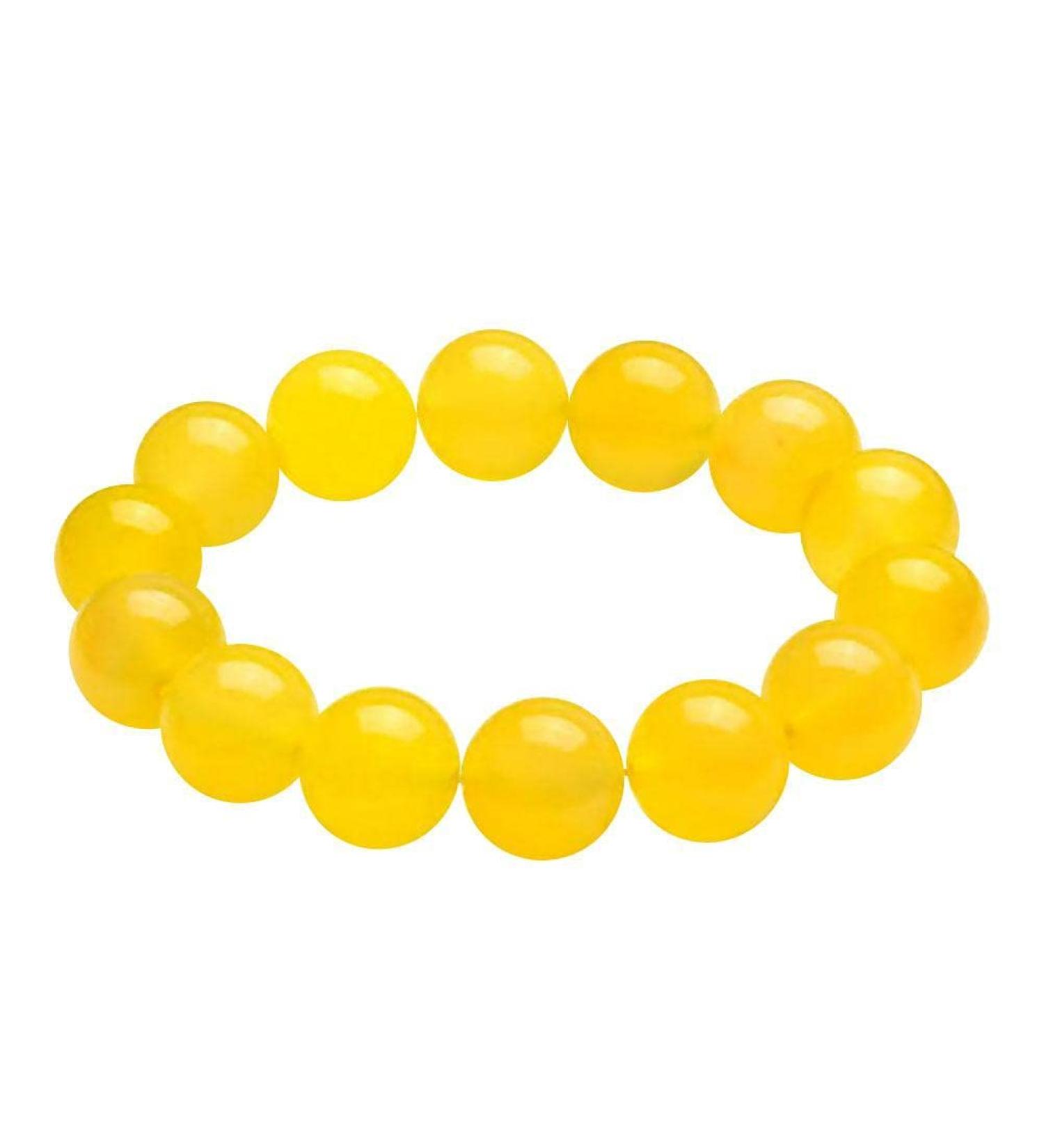 BNKK Yellow Jasper Cleansing Bracelet - Gemstone Beaded Stretch Agate Bracelet for Aromatherapy & Healing Chakras - 10CM - Buy Online on GoSupps.com