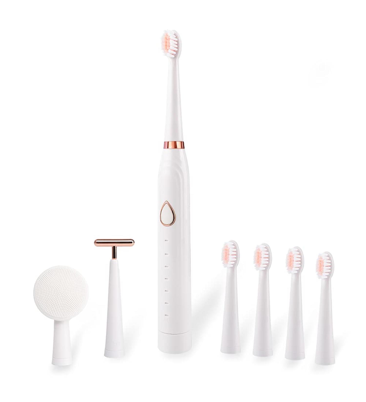 Shop the Best Electric Toothbrush for Adults | Sonic Cleaning Smart Timer & 6 Modes - 3-in-1 Multifunction Set in White | International Shipping Available - Buy Online on GoSupps.com