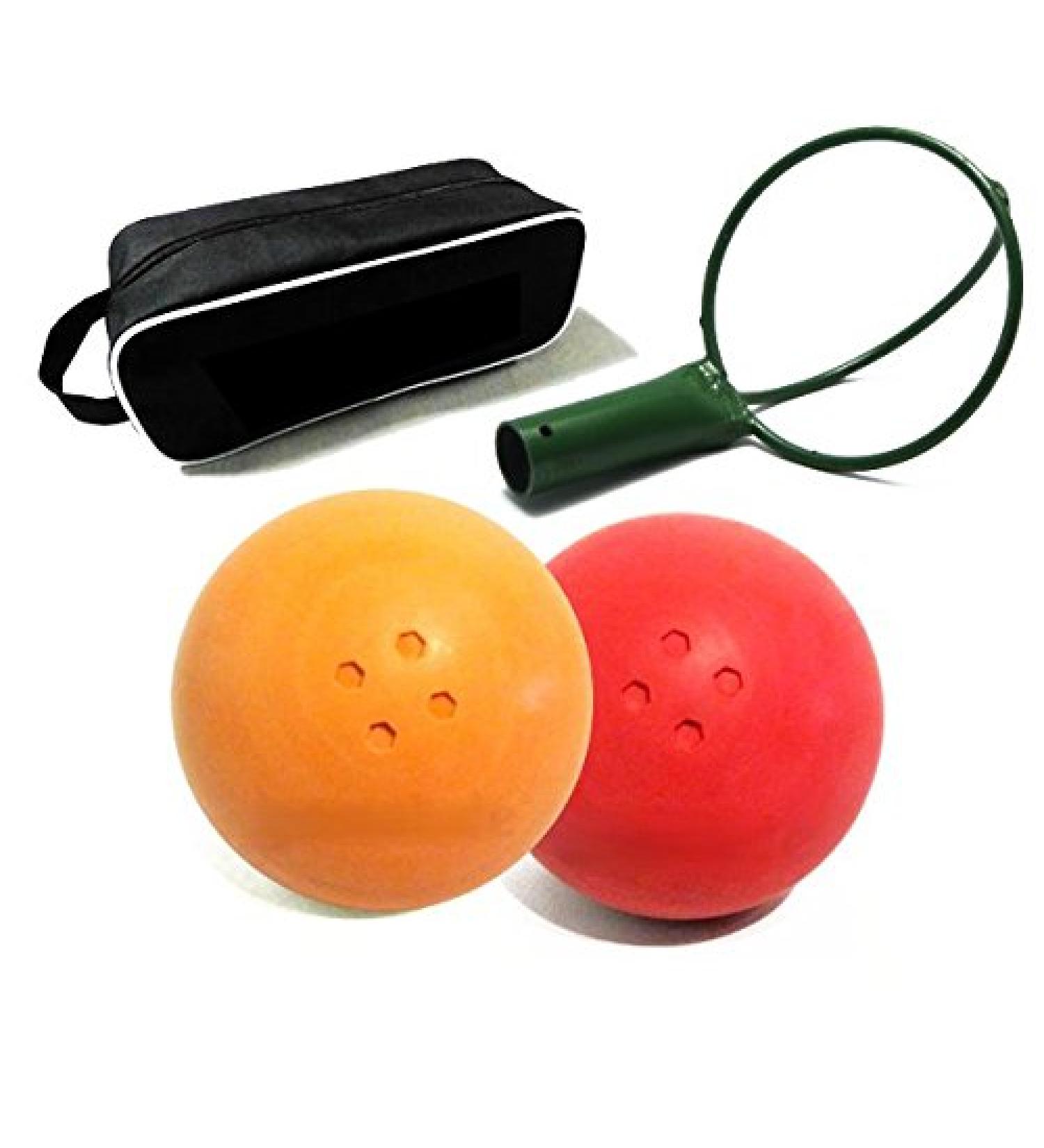 Carls Boßelset Boßel balls 2 pieces scratcher and bag red/orange