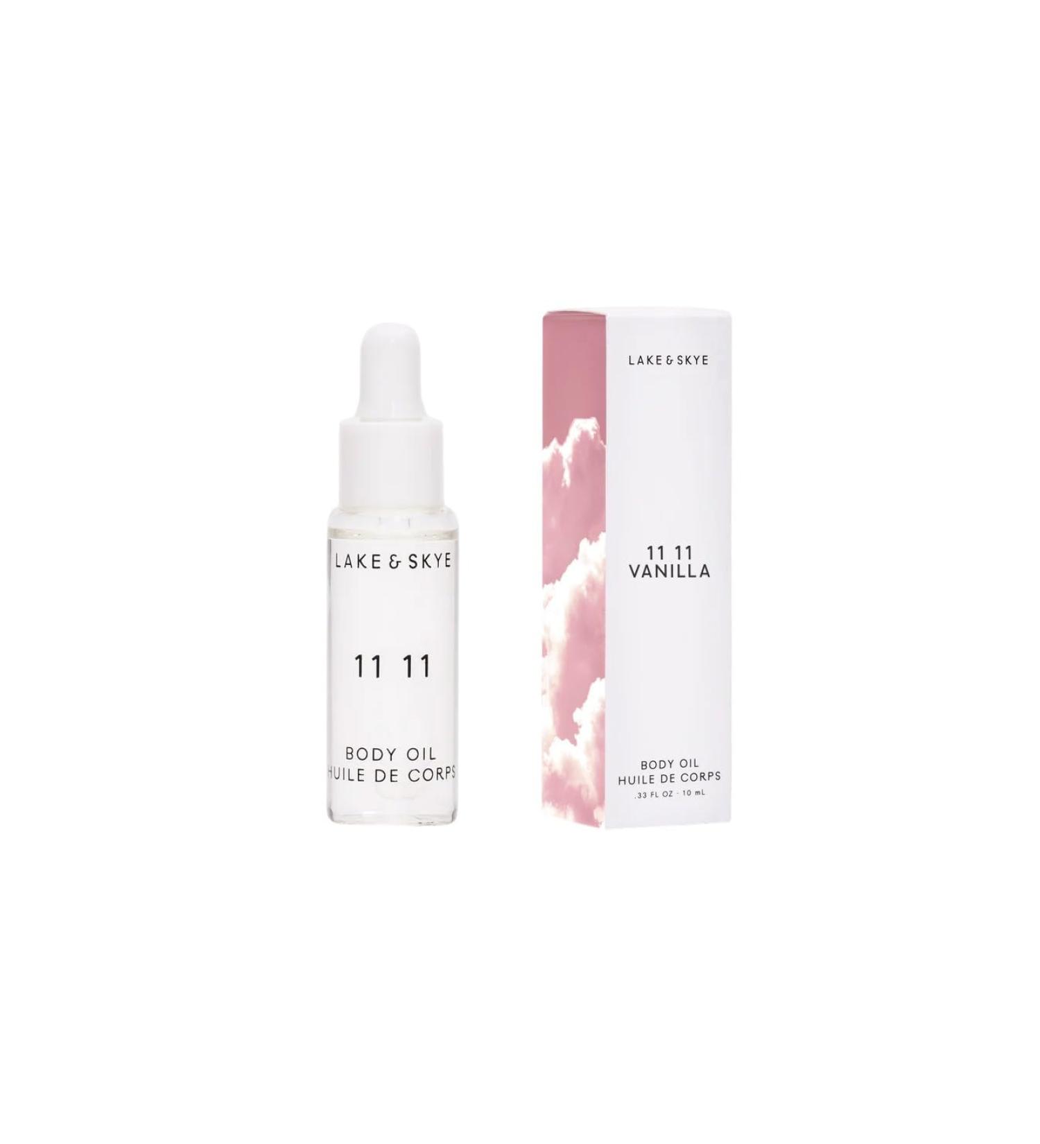 Lake & Skye 11 11 Vanilla Body Oil 10mL Subtle Musk & Vanilla Scent Hydrating All-Over Moisturizer with Almond Oil Vitamin E Paraben-Free Vegan Nourishes & Softens Dry Skin Sample 0.33 Fl Oz (Pack of 1) - Buy Online on GoSupps.com
