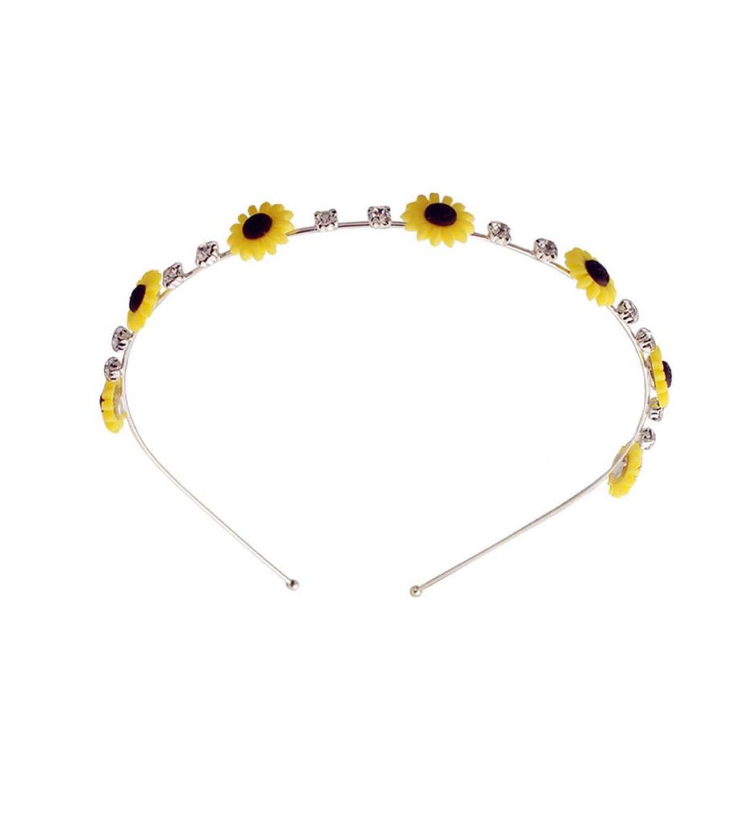 Crystal Sunflower Headband Rhinestone Flower Hair Band Hair Hoop Headdress Wedding Party Hair Band Beaded Slim Thin Hairband for Women and Girls - Buy Online on GoSupps.com