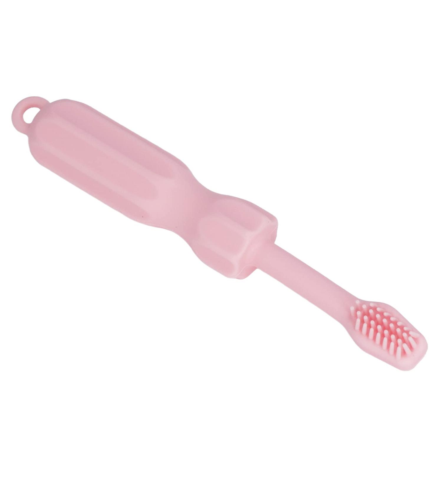 Baby Molar Toothbrush - Silicone Teething & Tooth Care for Babies (Pink) | Gentle Massage & Clean - Buy Online on GoSupps.com
