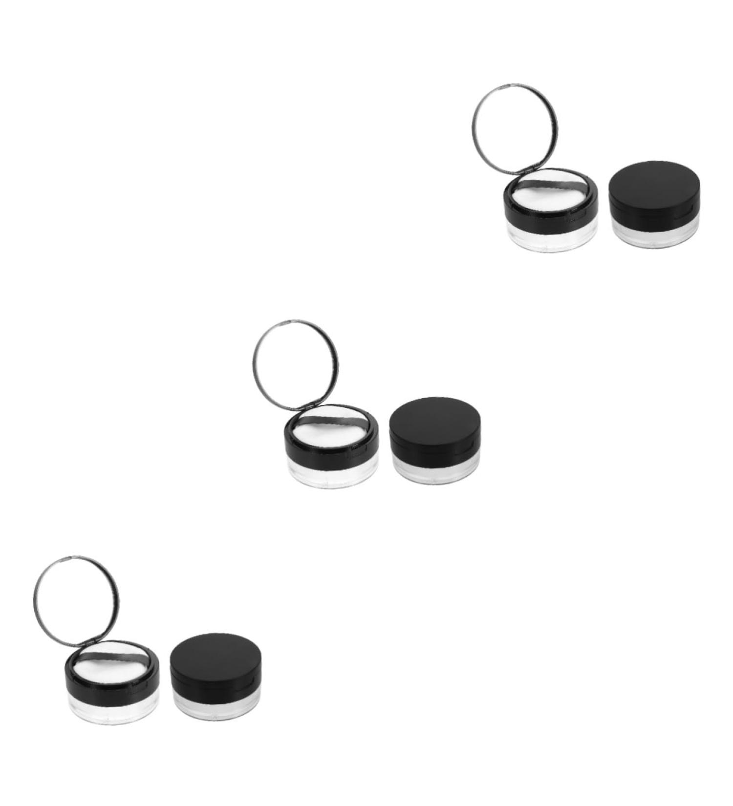 SOESFOUFU 6 Pcs Elastic Mesh Loose Powder Box Portable Powder Case Foundation Powder Puff DIY Abs Black - Buy Online on GoSupps.com