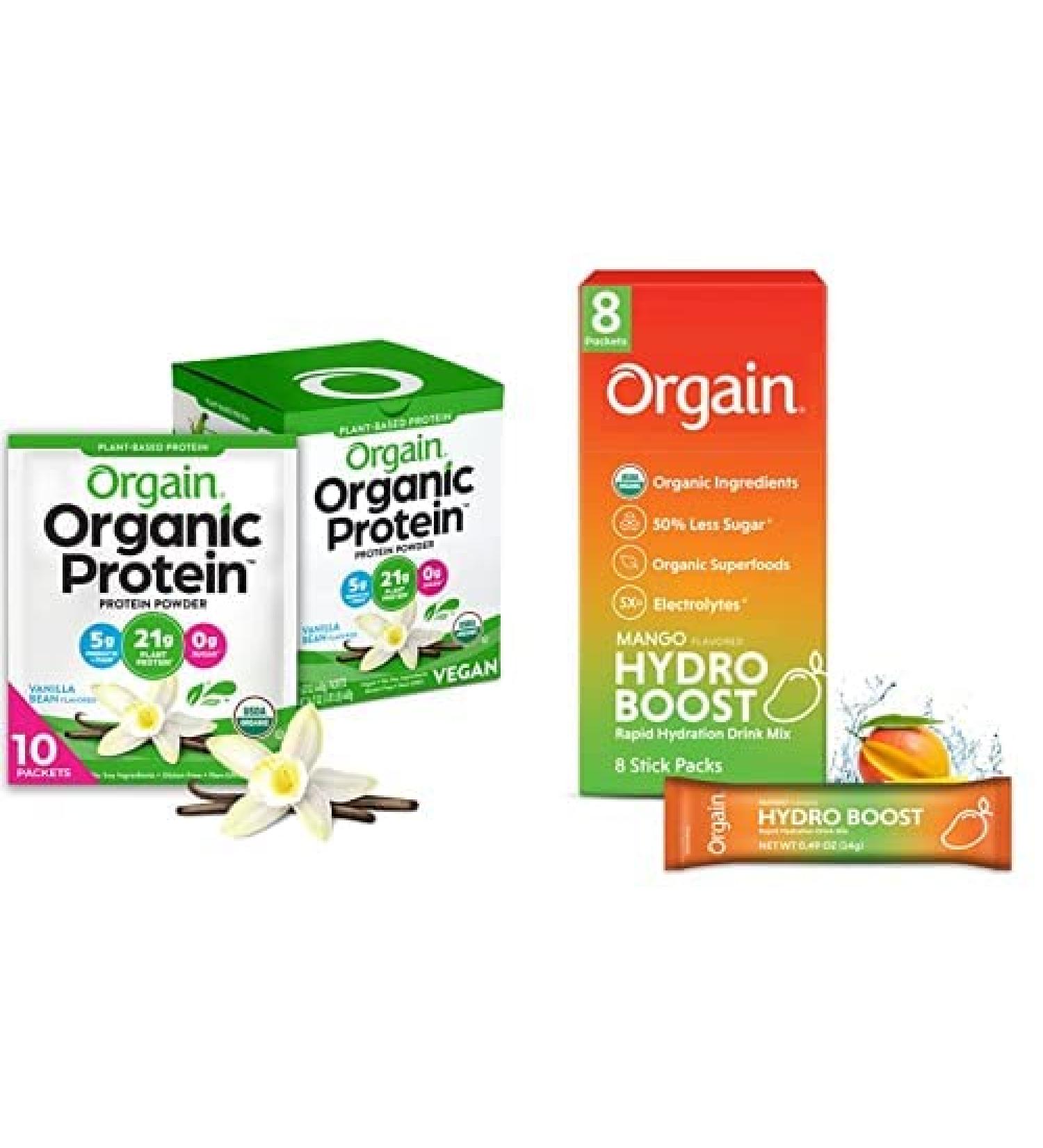 Orgain Organic Plant-Based Protein Powder Travel Pack - Vanilla - 10 Count | Convenient & Healthy Nutrition - Buy Online on GoSupps.com