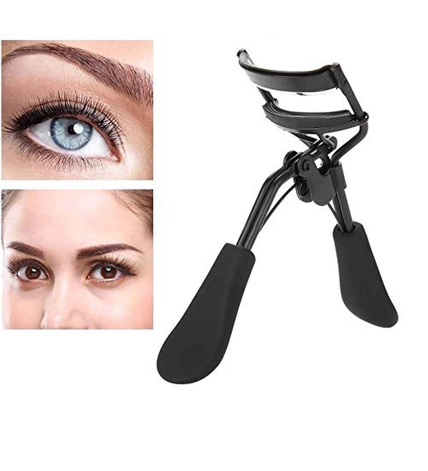 Professional Stainless Steel Eyelash Curler with Silicone Pad - Universal Eye Lash Curling Tool for All Eye Shapes - Perfect for Girls (Black - Buy Online on GoSupps.com