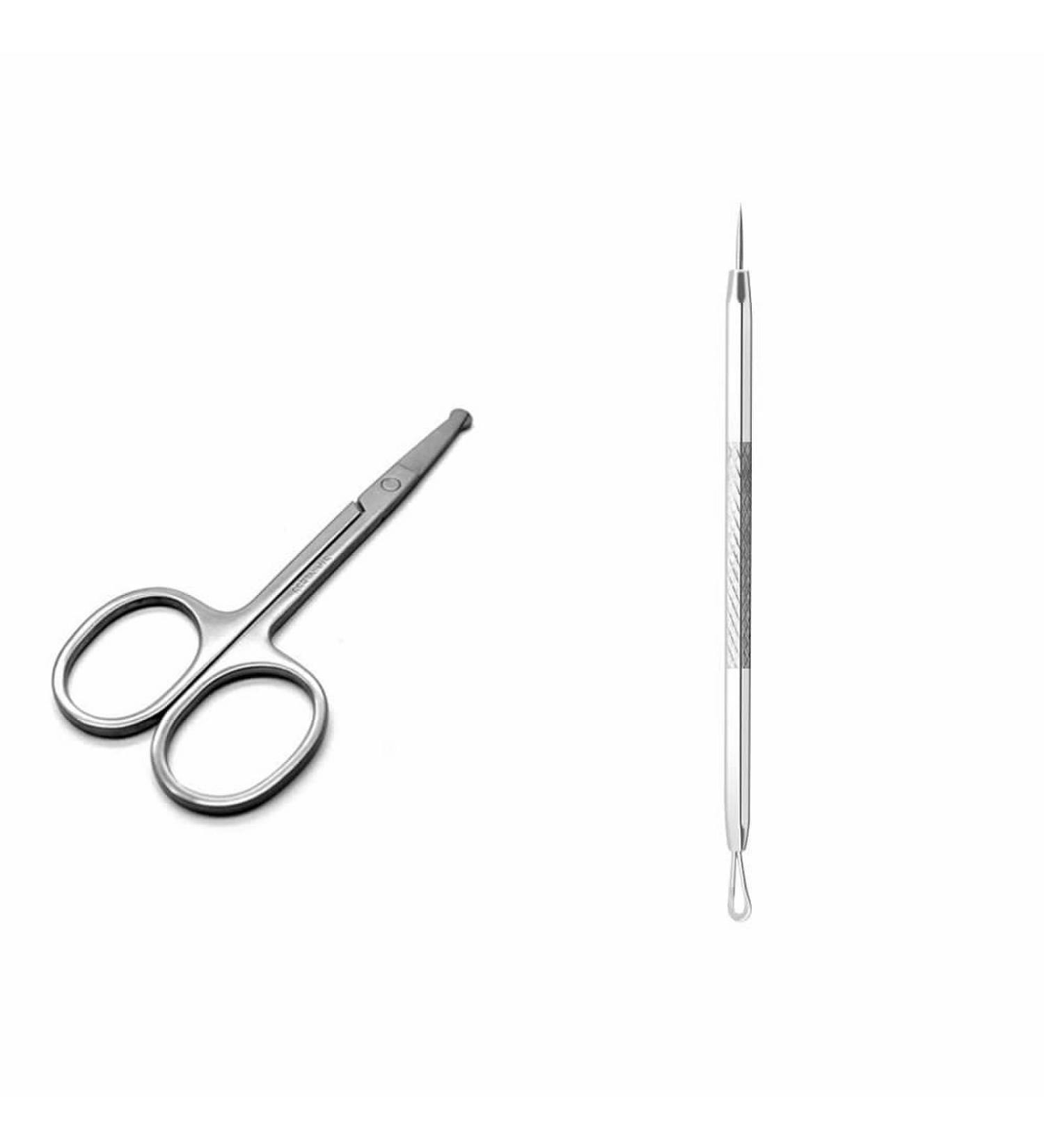 YSUUZRL 2 Pcs (Nasal hair scissors+Hexagonal needle) Whitehead Removal Acne Blackhead Removal Needles Tweezers Beauty Salon Pimples Needles Deep Cleaner Clip Tool - Buy Online on GoSupps.com