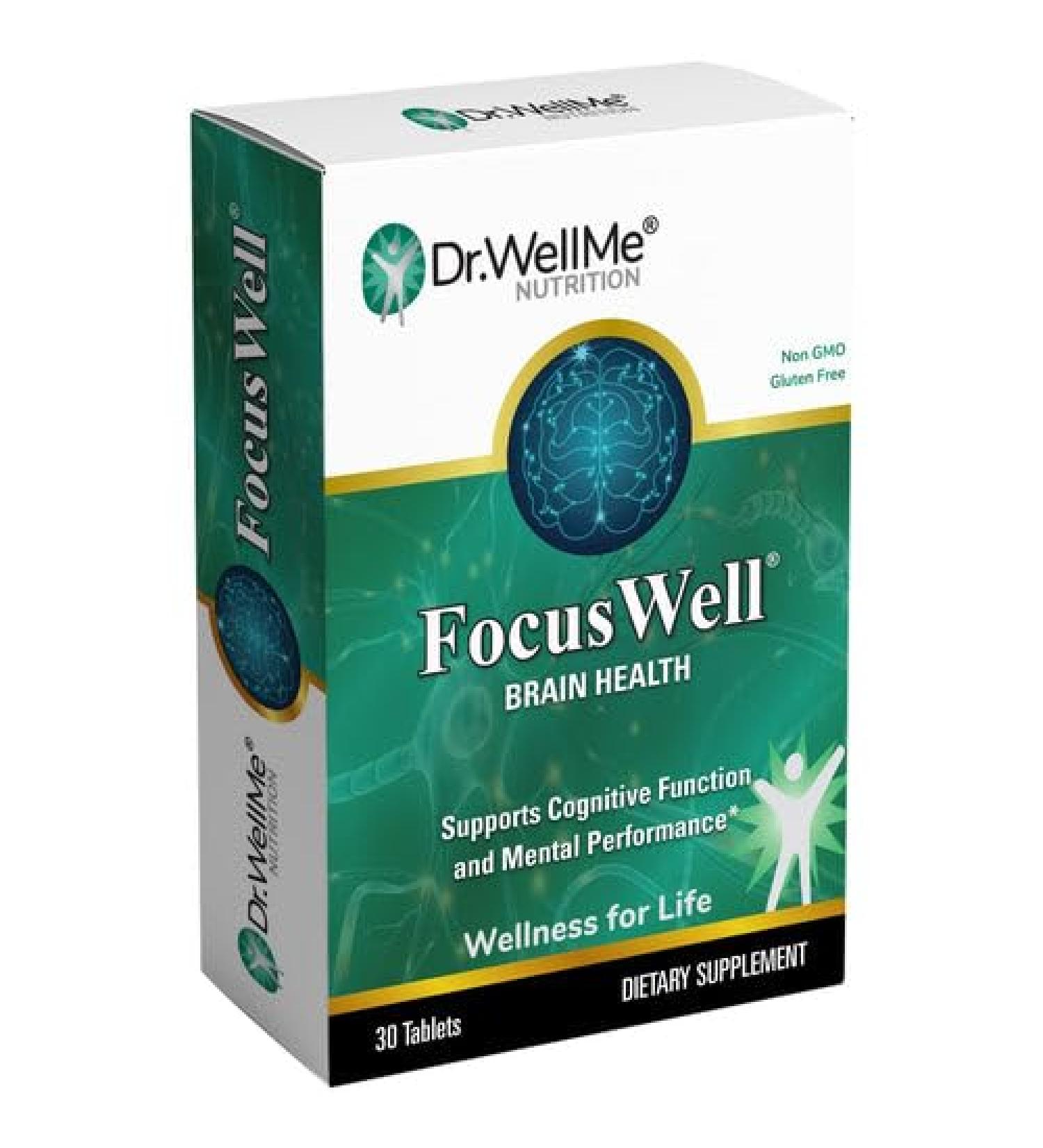 DR WELLME NUTRITION FocusWell Brain Health Supplement - Memory Mental Clarity & Energy - Vitamins Minerals & Phyto-Nutrients - Non-GMO Gluten-Free - 30 Tablet