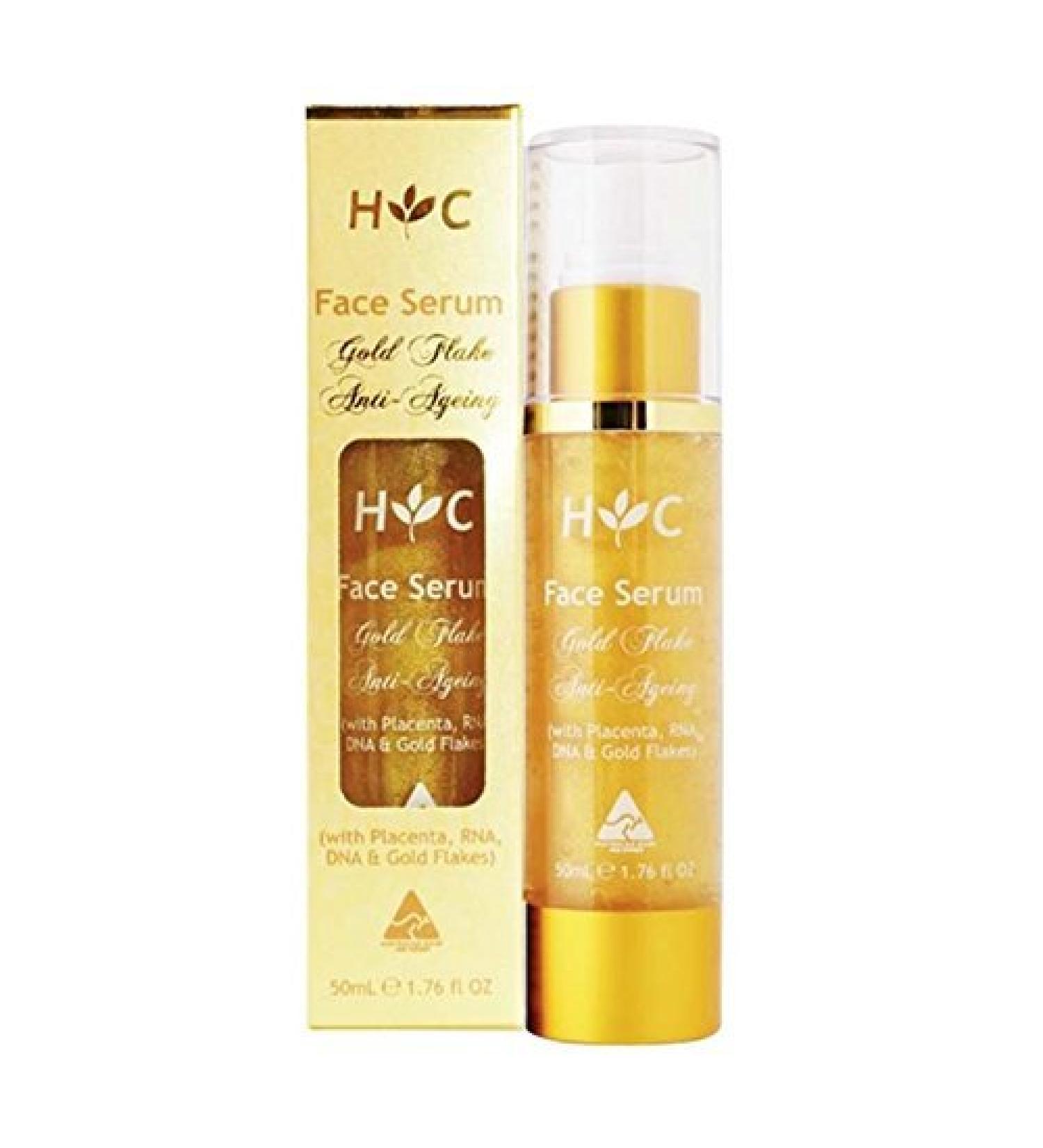 Healthy Care Anti Ageing Gold Flake Face Serum 50ml made in Australia with one Knot gift