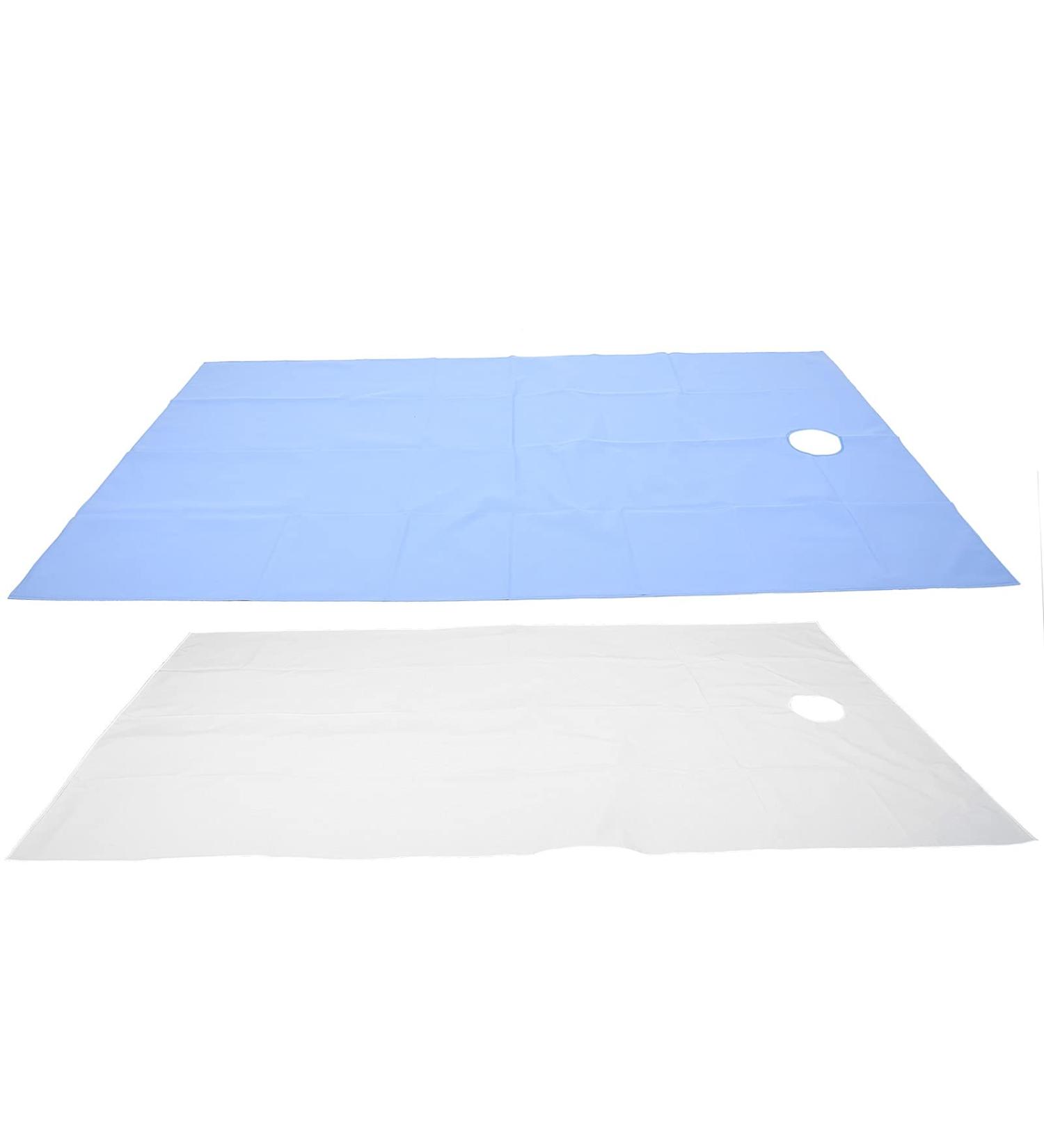 Ververt Touch Treatment Tablecloth - Breathable Oil-Resistant Beauty Salon Bed Linen | Waterproof Massage Cover with Face Hole | Perfect for Wellness Studios - White-Blue - Buy Online on GoSupps.com