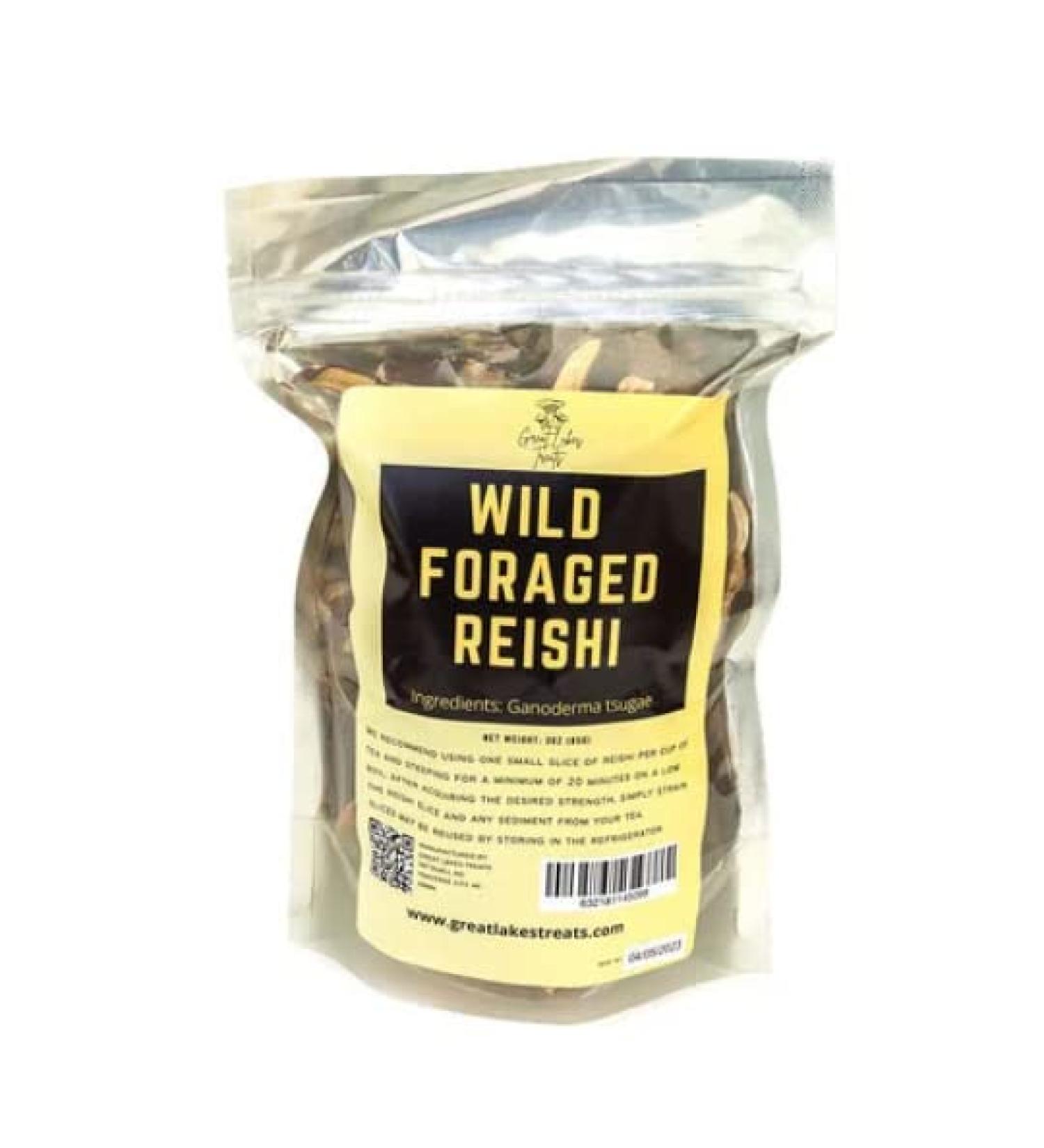 Great Lakes Treats Wild Foraged Reishi 3oz dried slices Ganoderma tsugae harvested in Michigan - Buy Online on GoSupps.com