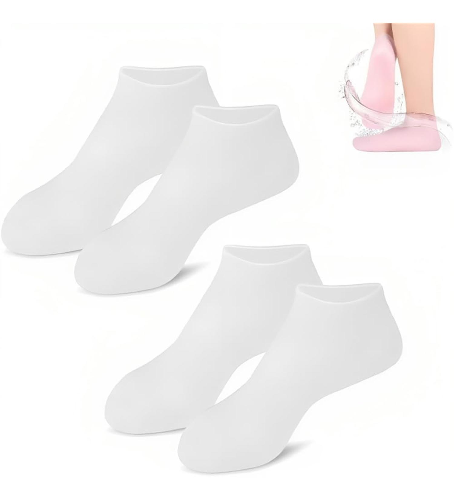 Tofern 2-Pairs Silicone Pedicure Socks for Women - Moisturizing and Softening Calluses - White - Buy Online on GoSupps.com