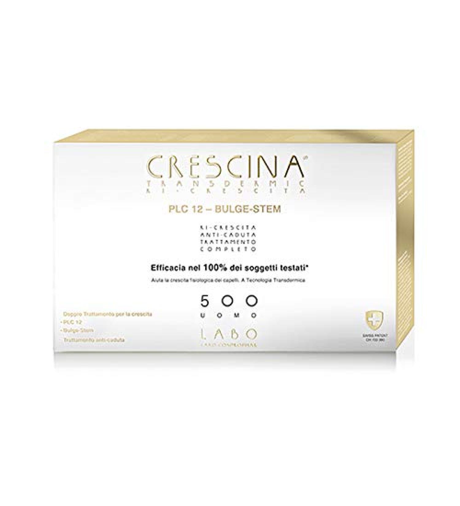 LABO CRESCINA Traitement Complet Transdermic Re-Growth PLC12 BULGE STEM Antichute Fort Cheveux 500 Homme 40 (14+14+12) Ampoules