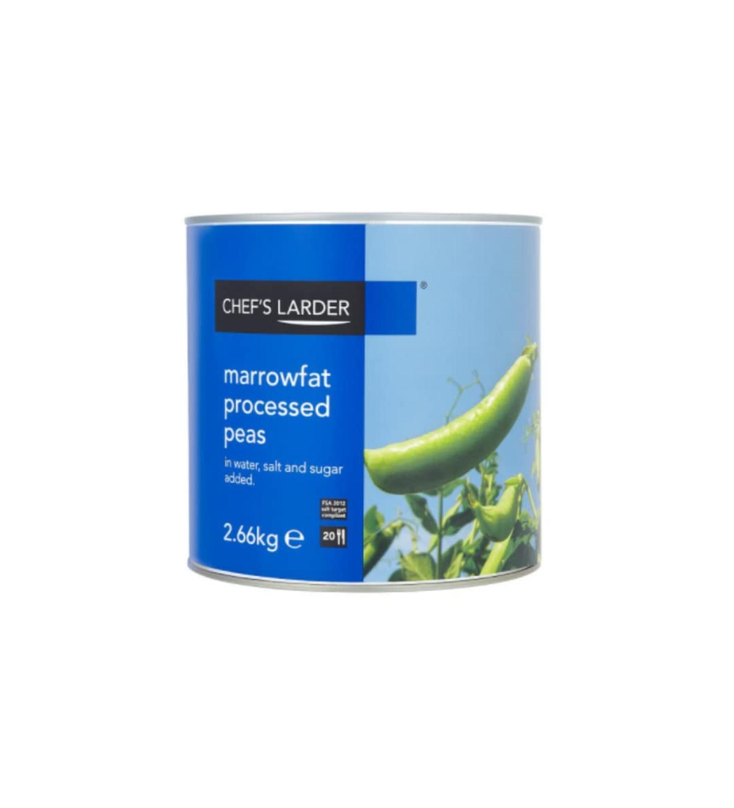 Chef's Larder Marrowfat Processed Peas in Water Salt and Sugar Added 2.66kg x 6