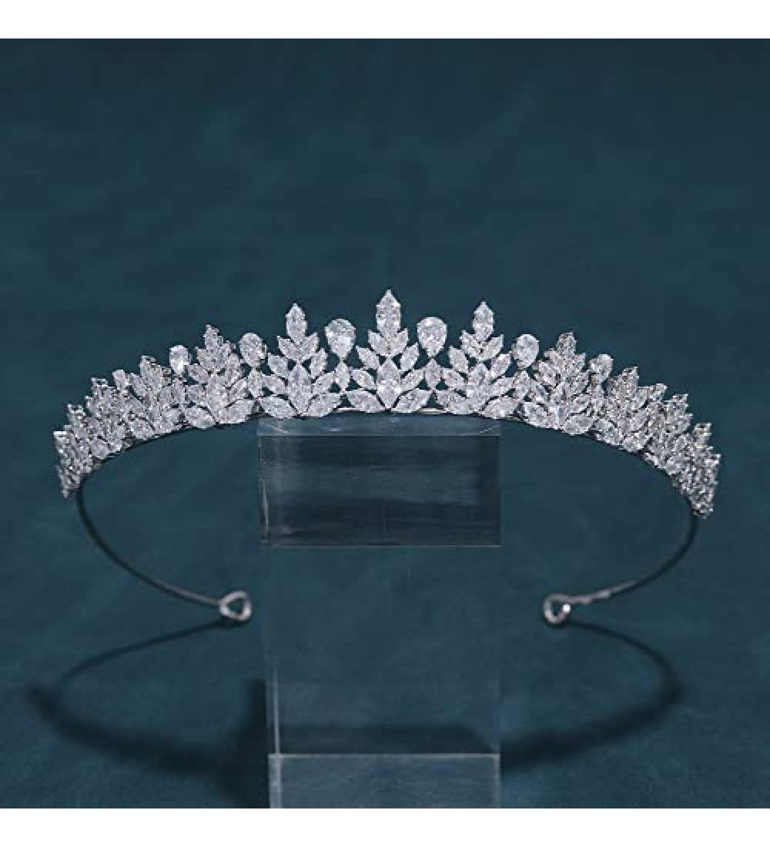 FASNAHOK 5A Cubic Zirconia Small Tiara for Women - CZ Wedding Headpiece for Bride - Princess Crown for Girls - Sweet 16 Birthday Hair Accessory in Silver - Buy Online on GoSupps.com