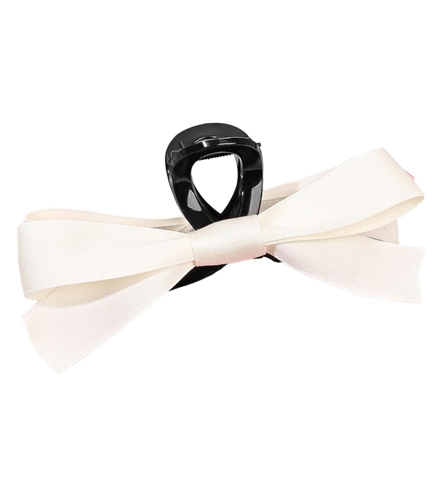 xbiez Cute Fairy Claw Clips Hairpin Y2K-Style Balletcore Headdress Bunches Accessories Bow Ribbon Cute Headdress Beige on black - Buy Online on GoSupps.com