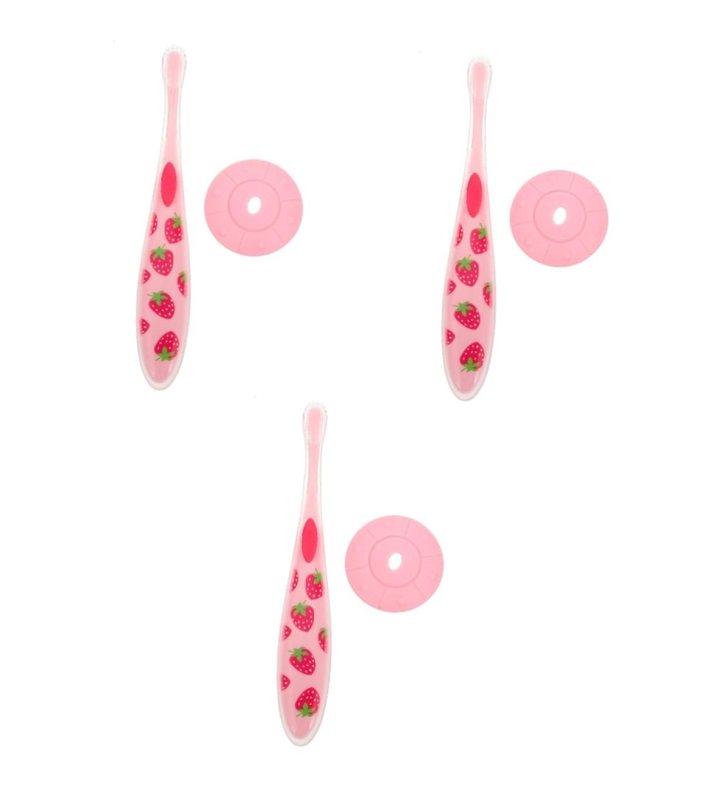 Tovinanna 3ST Children's Toothbrush Set - Portable Mouth Cleaner & Travel Accessory for Toddlers - Pink - Buy Online on GoSupps.com