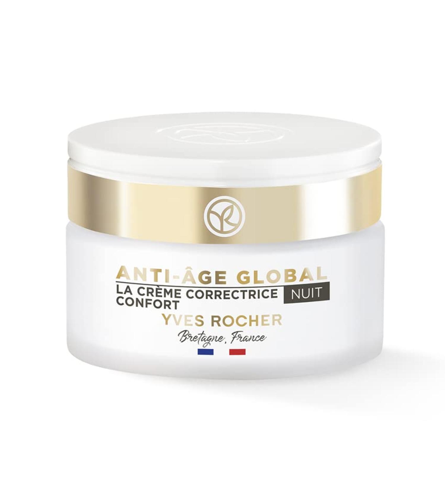 Yves Rocher Antiageglobal corrective pampering cream at night antiwrinkle facial care for the night 1 glass jar of 50 ml - Buy Online on GoSupps.com