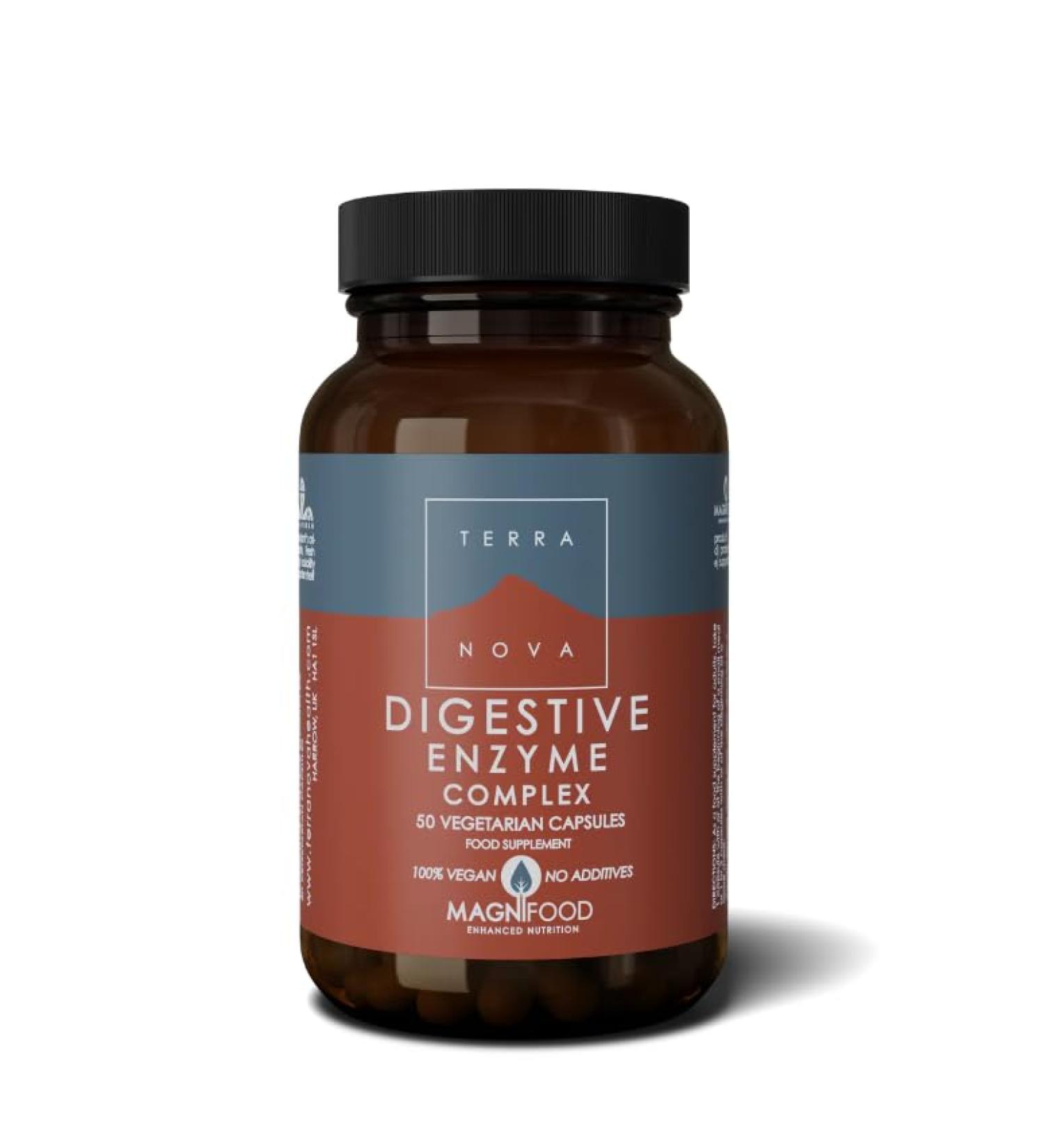 TerranovaDigestive Enzyme Complex Gluten Free Non-GMO 50 Vegetarian Capsules - Buy Online on GoSupps.com