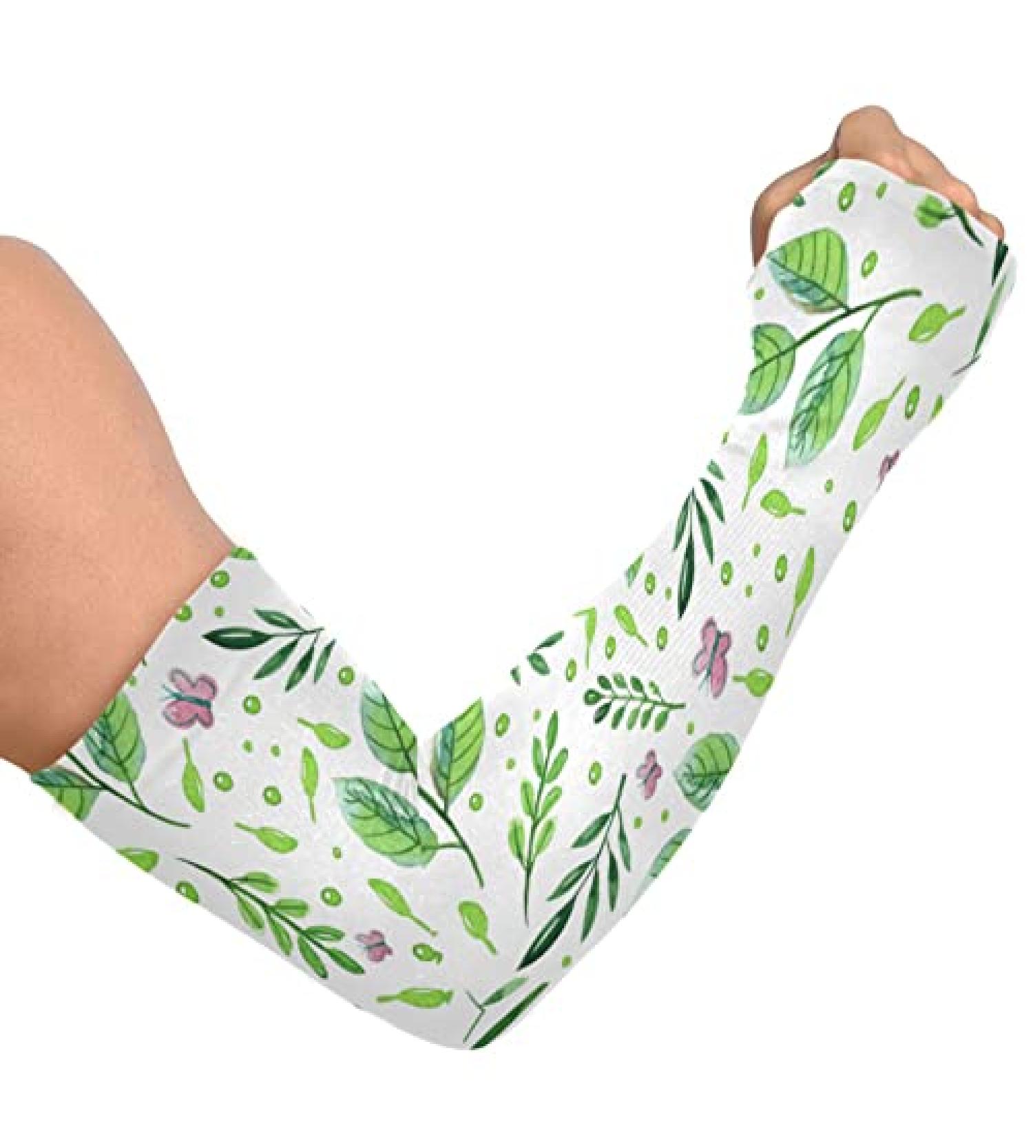 Dussdil Spring Leaves Butterflies Arm Sleeves | UV Sun Protection Cooling Sleeves with Thumb Hole for Garden Farm | Men Women - Buy Online on GoSupps.com