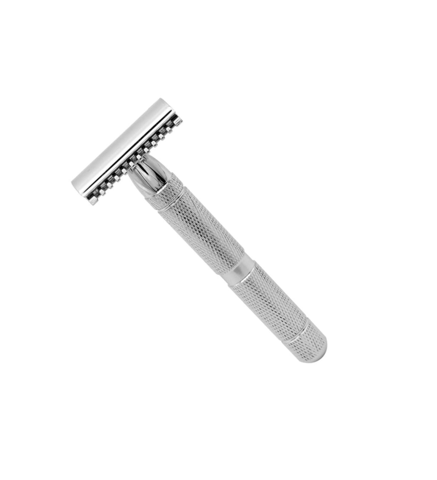 Safe Double-Edge Safety Razor for Men - No Razor Burns Textured Design Solid Wood Handle - Premium Shaving Experience - Buy Online on GoSupps.com