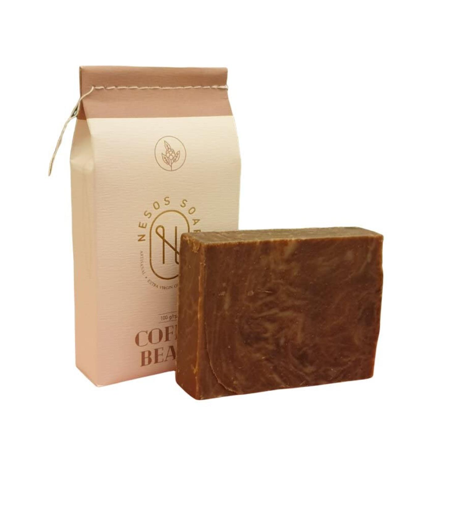 Nesos Extra Virgin Olive Oil Soap with Coffee Beans - Pure Natural Skincare for Radiant Skin - Buy Online on GoSupps.com
